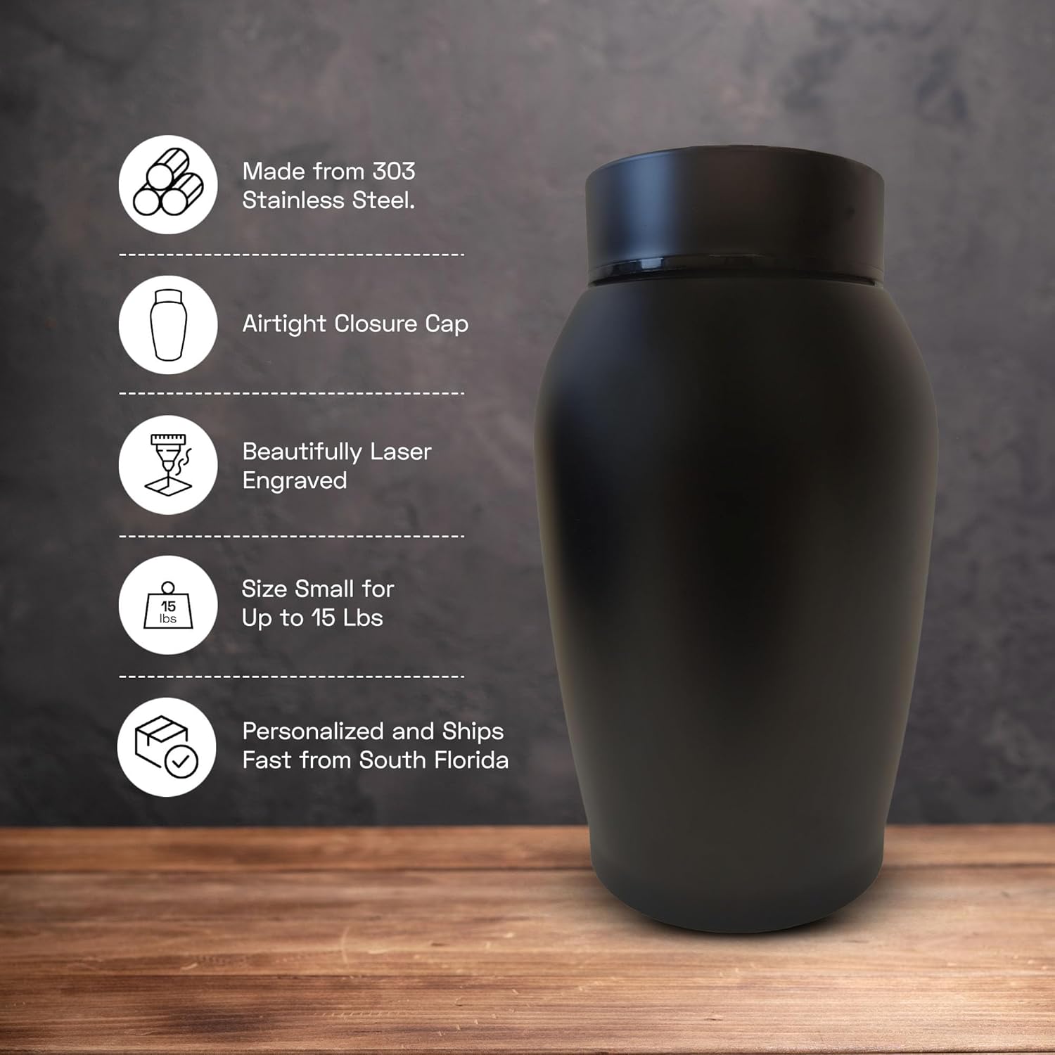 Personalized Bird Urn with Name and Date - 52 Black Steel Cremation Urn