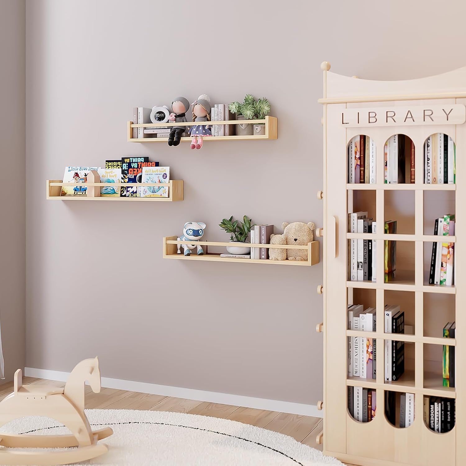 Fixwal Floating Bookshelves Set of 3 for Nursery
