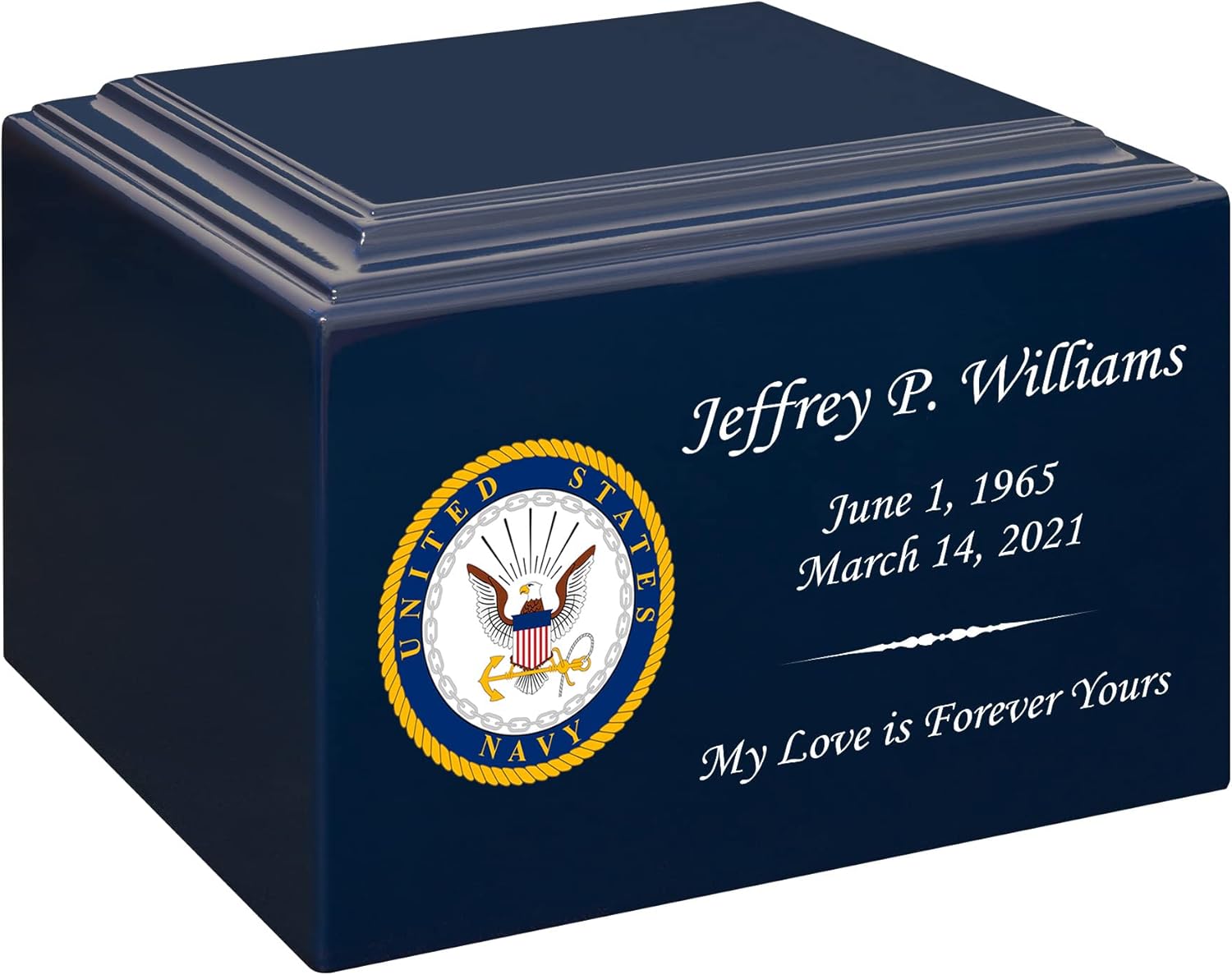 Stonewood Large Navy Emblem Cremation Urn 280 Cubic Inch