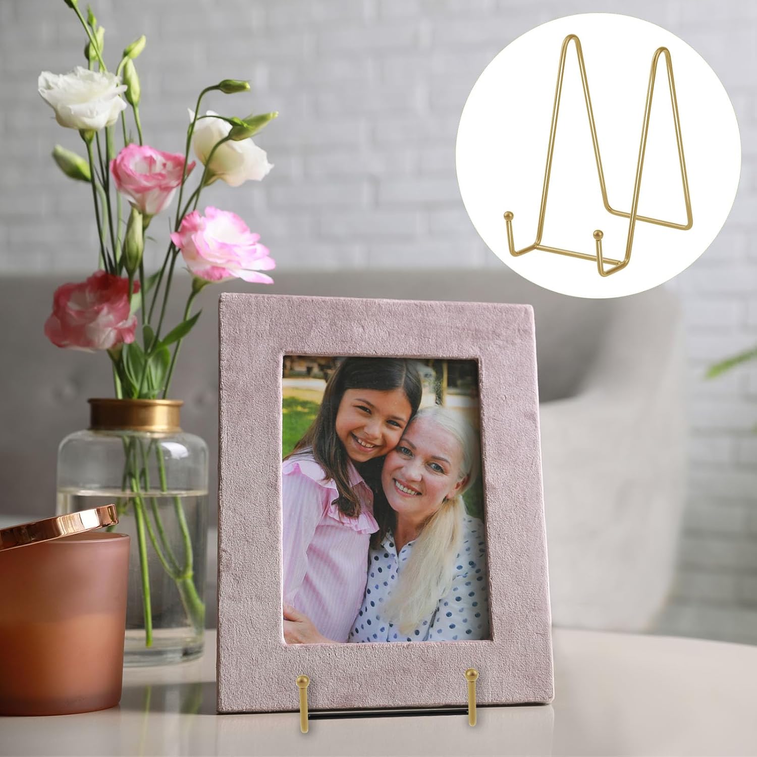 Hoteam 20 Pack Plate Stands for Display - Gold Finish