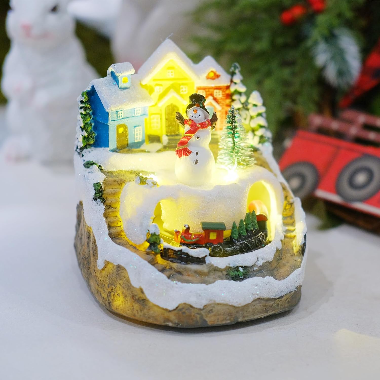 9 Animated Resin Christmas Village with LED Music