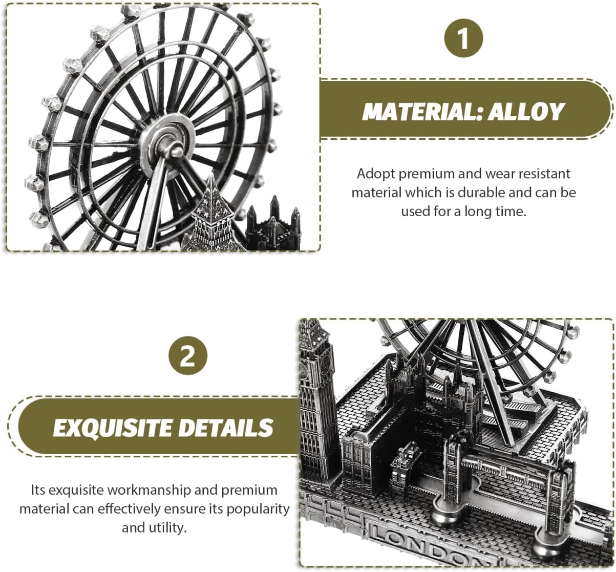 Retro City Metal London Eye Big Ben Figurine Statue