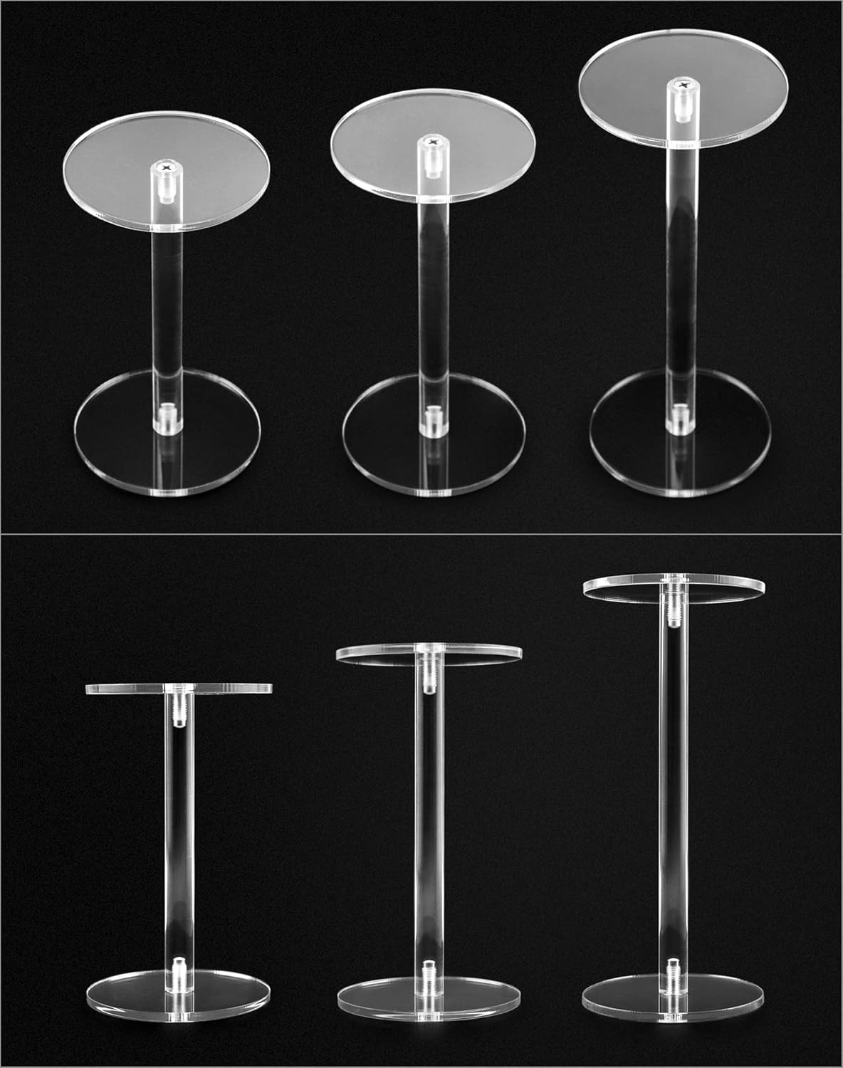 QWORK Clear Acrylic Display Riser Stands 4 Sets 12 Pcs