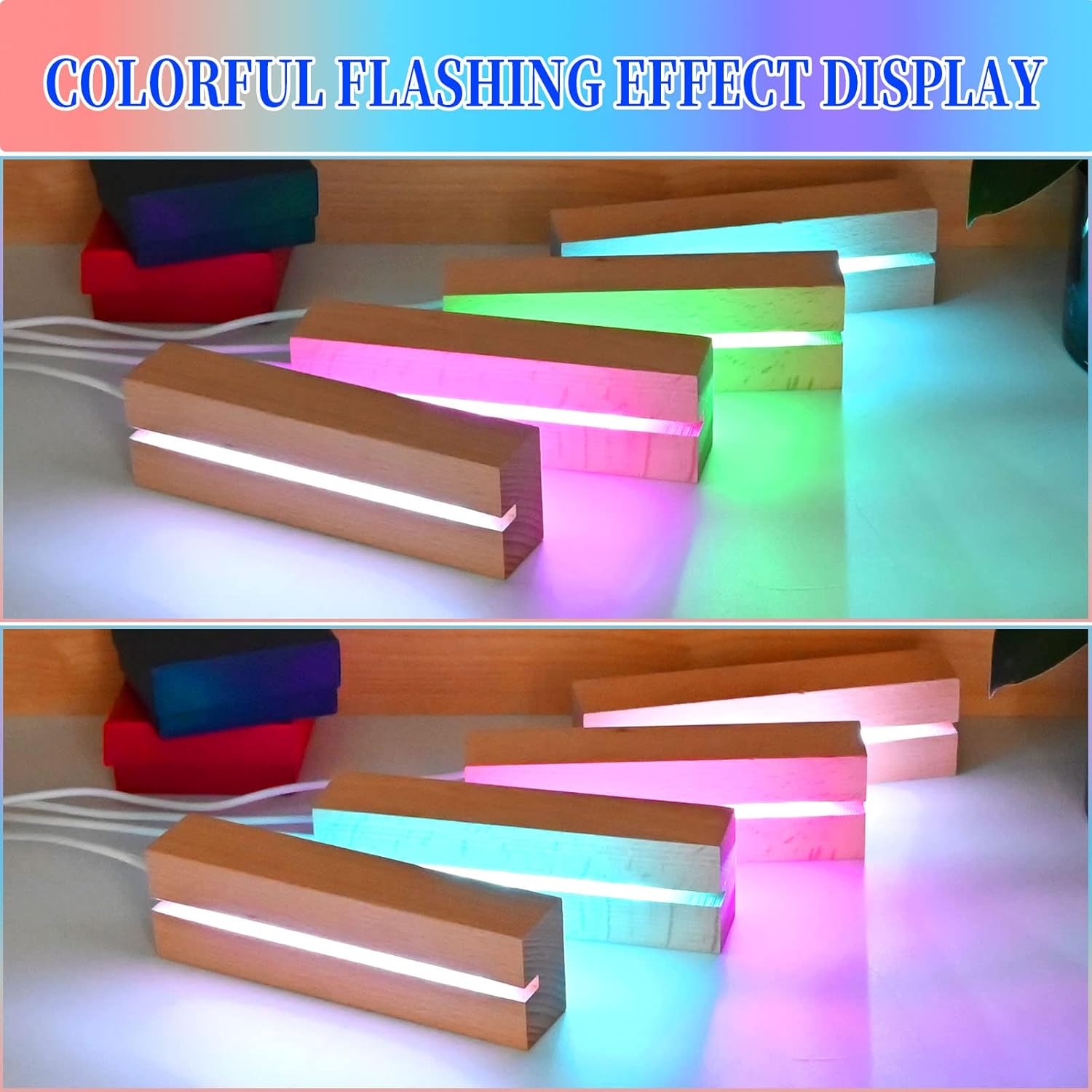 4 Pcs 59 Wood Rectangle LED Display Pedestal