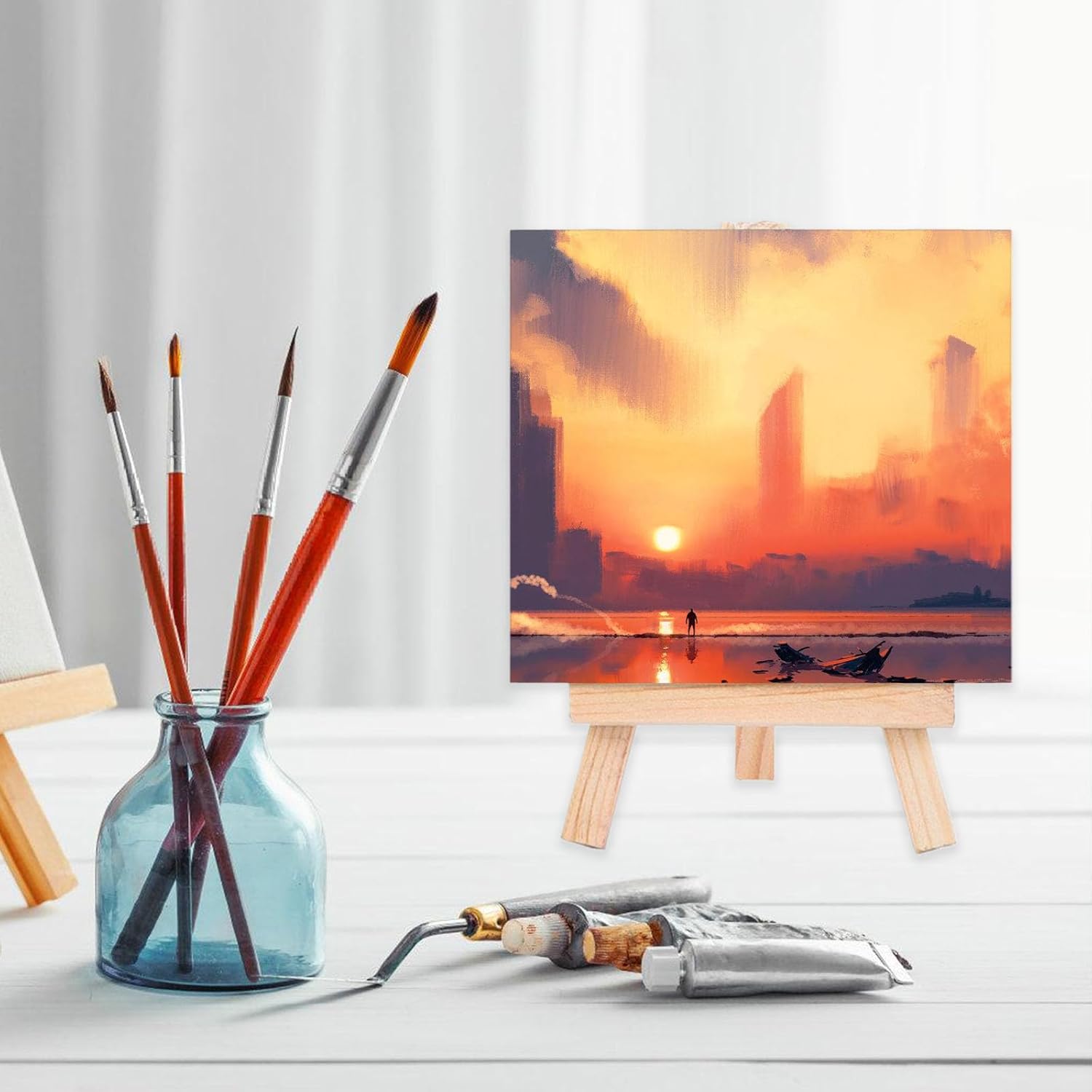 20 Pcs Small Wood Easels for Art and Display