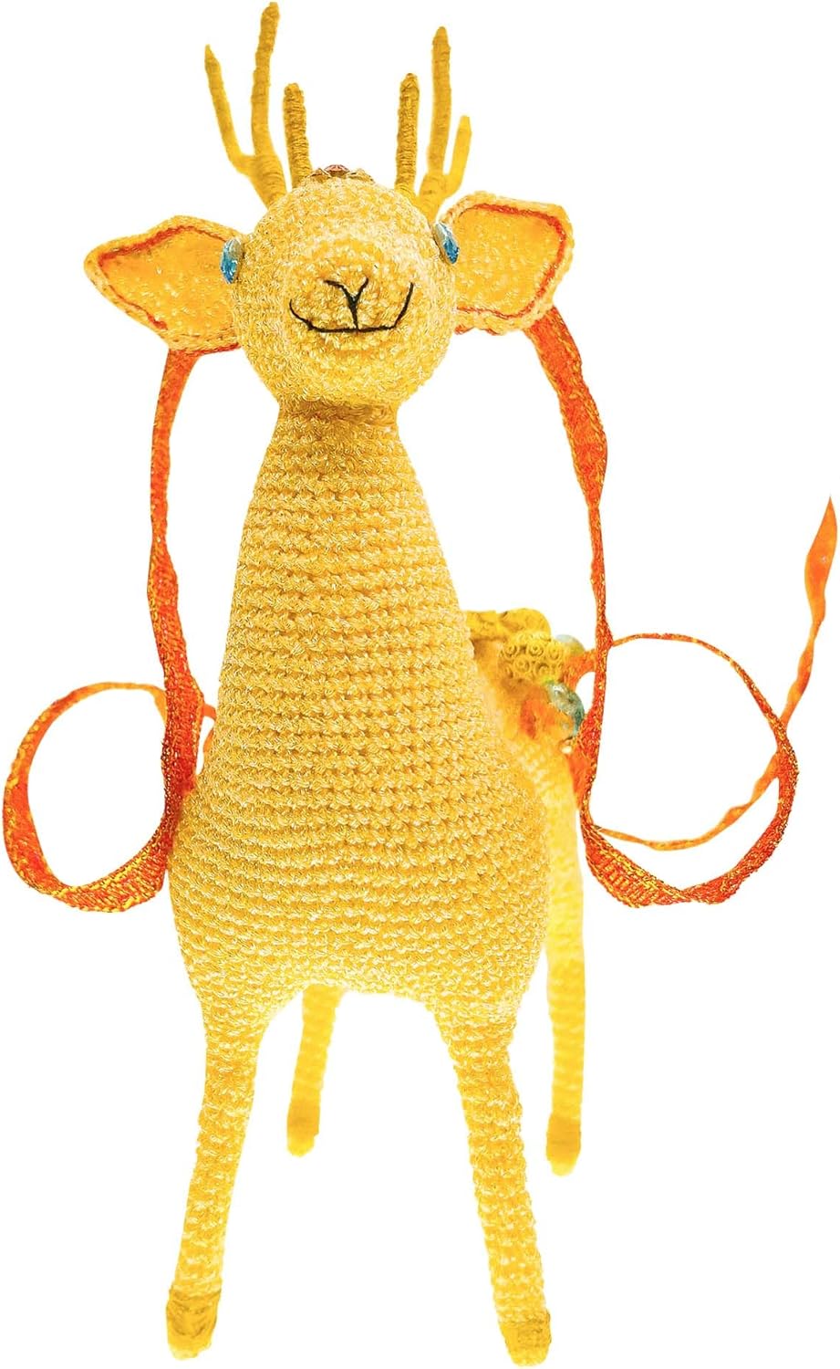 Handmade Crochet Sika Deer Figurine Yellow