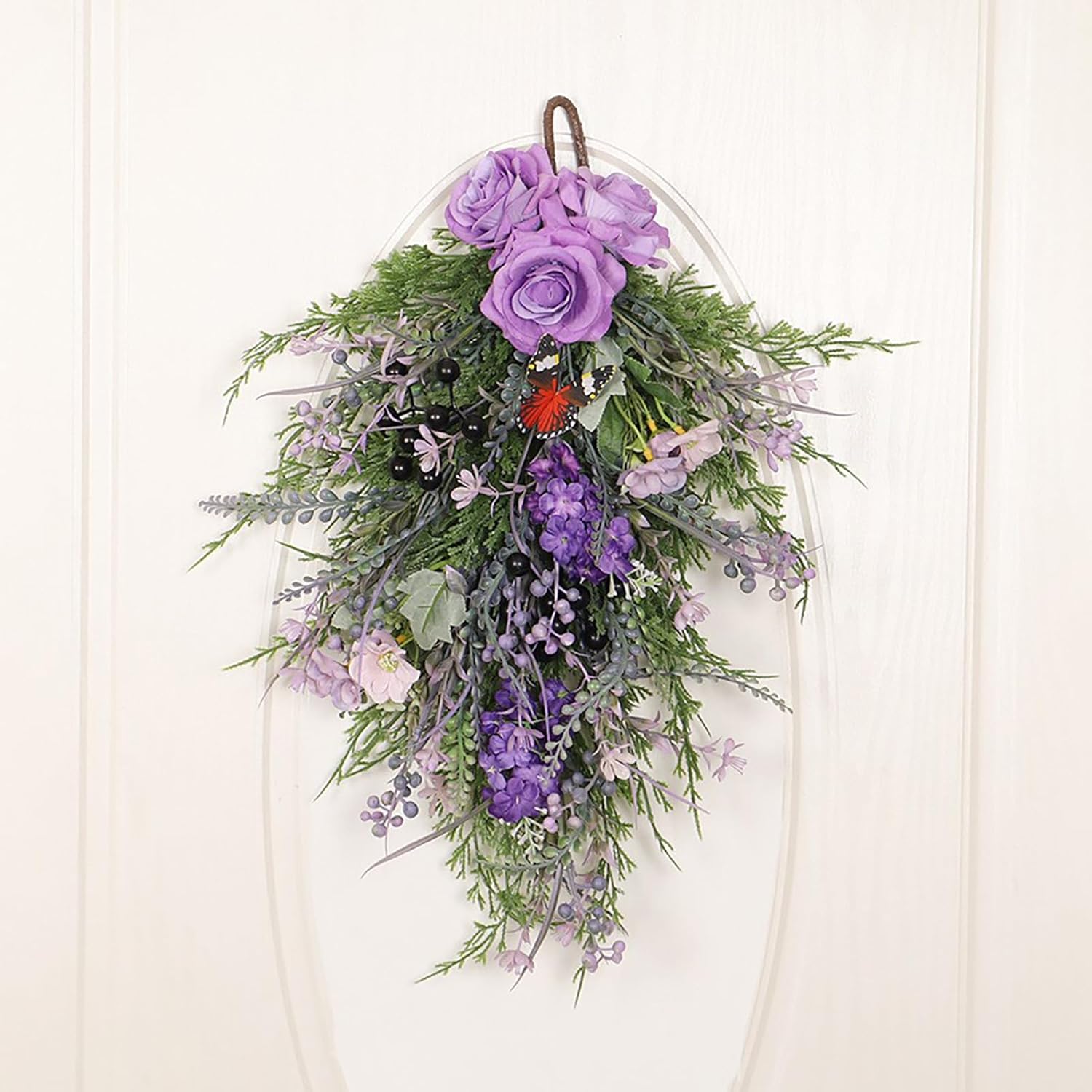 Floral Teardrop Swag Wreath for Front Door