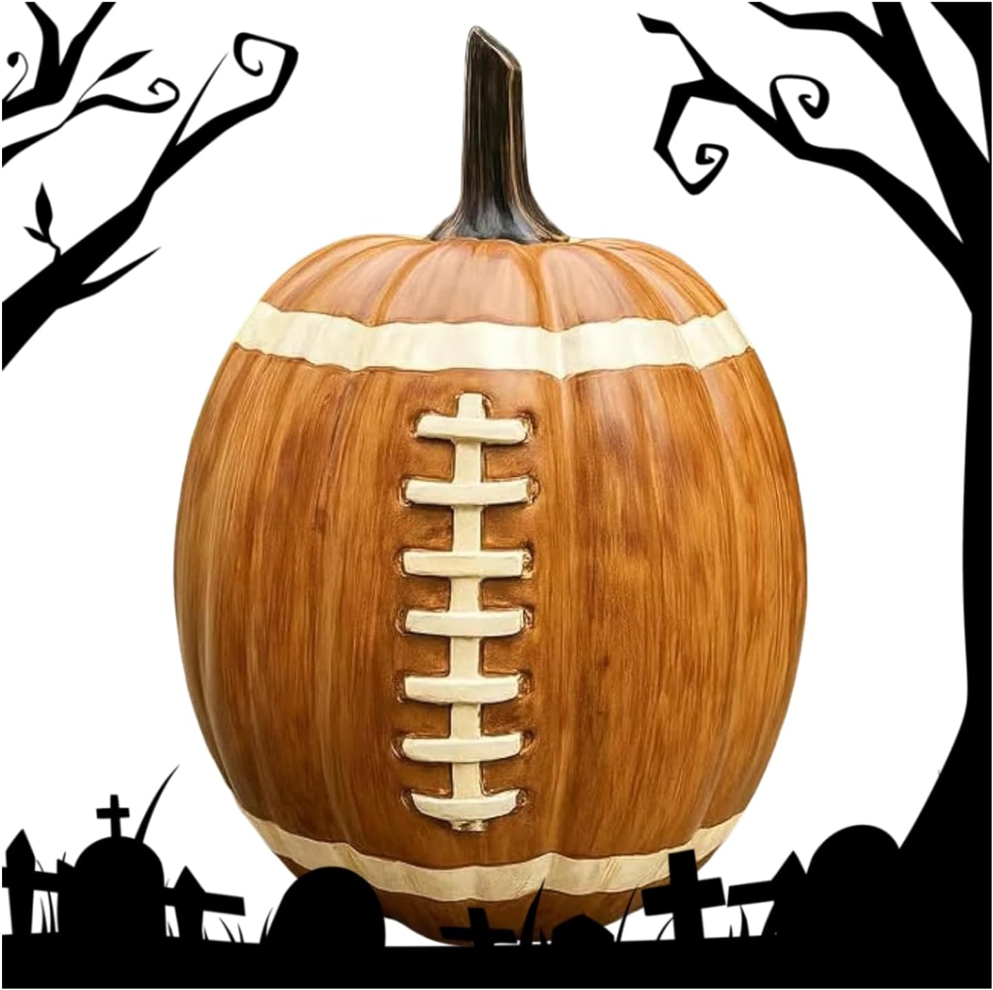 Football Pumpkin Ceramic Decor 2pcs