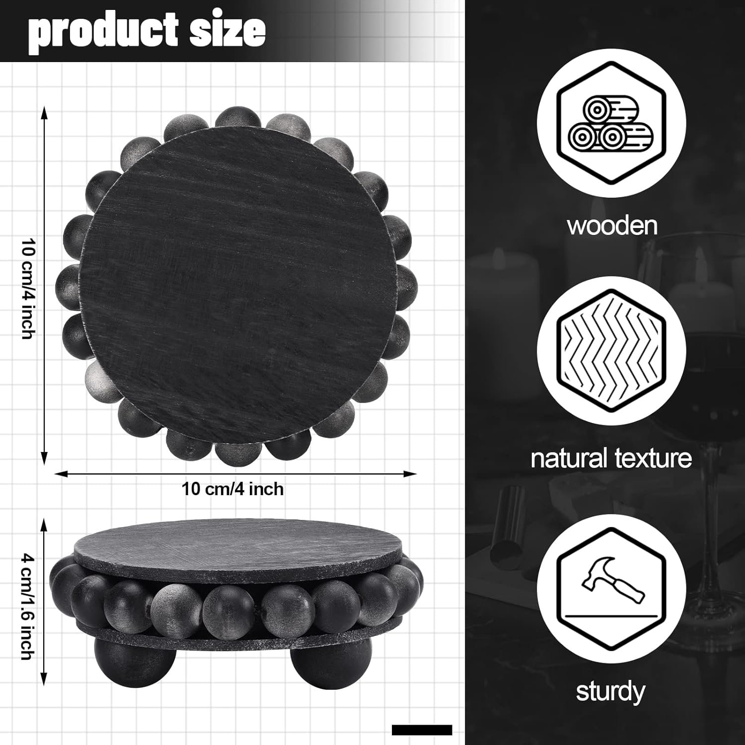 Yookeer 2 Pcs Round Wooden Risers for Display