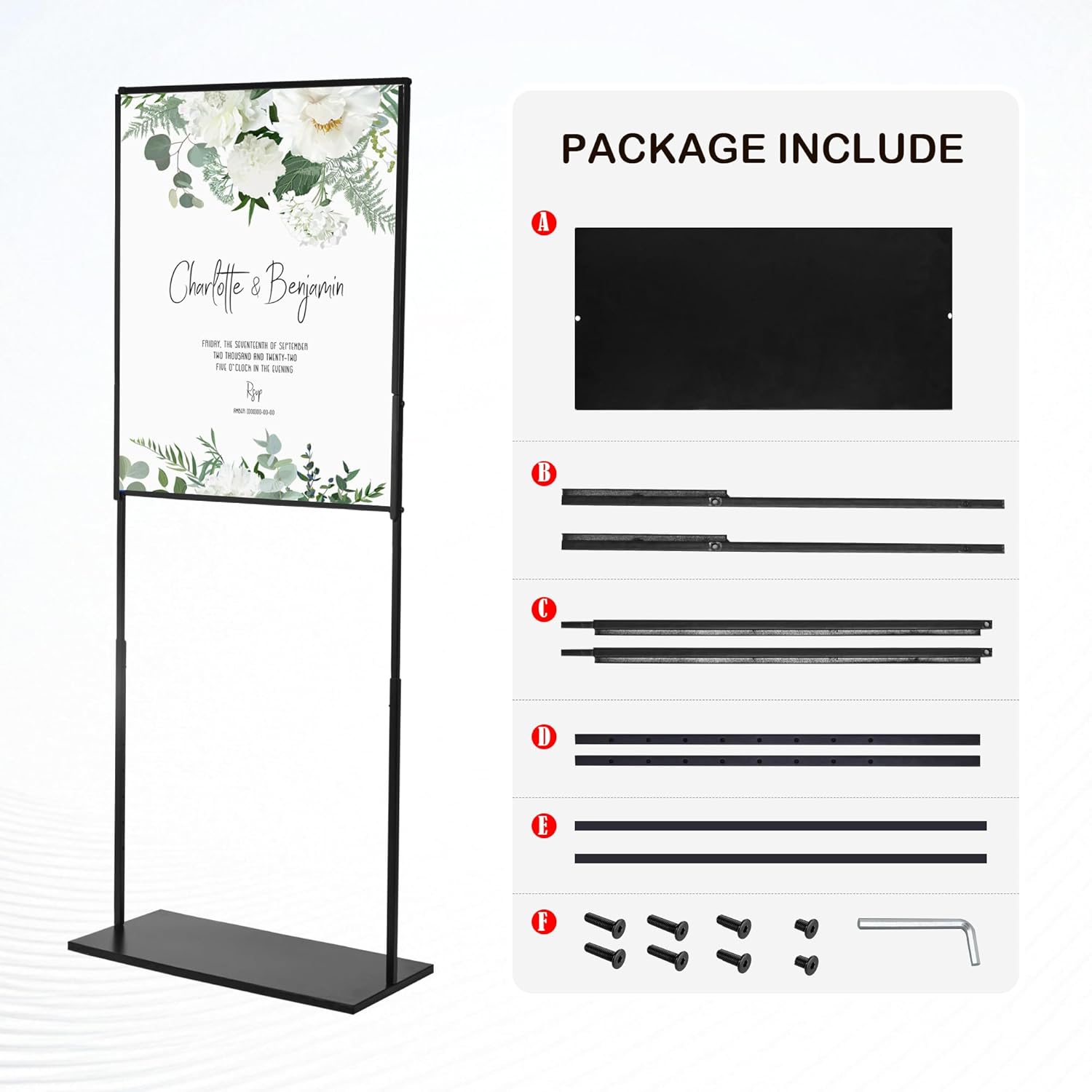 Adjustable Metal Wedding Sign Stand 236W x 63H