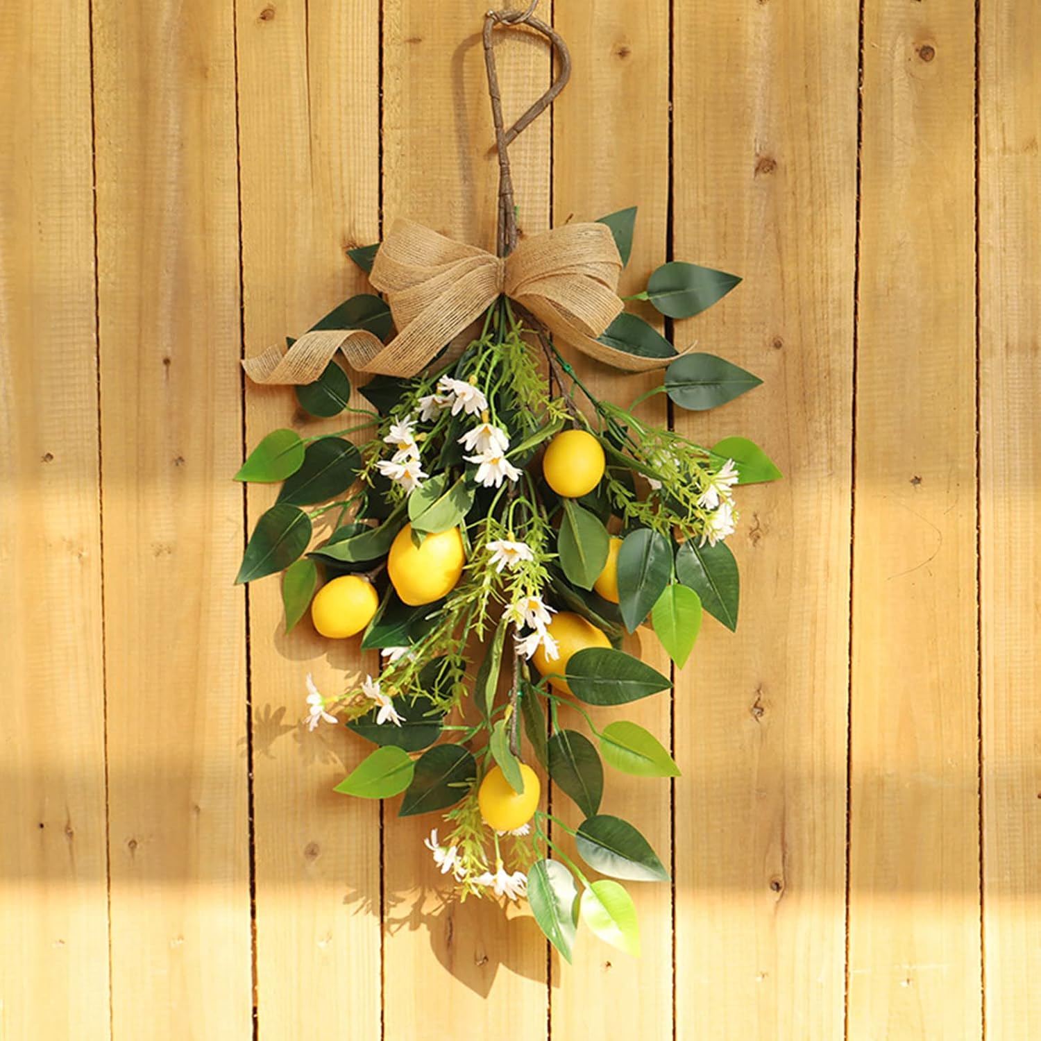 2 Pcs Artificial Lemon Teardrop Wreath Decor
