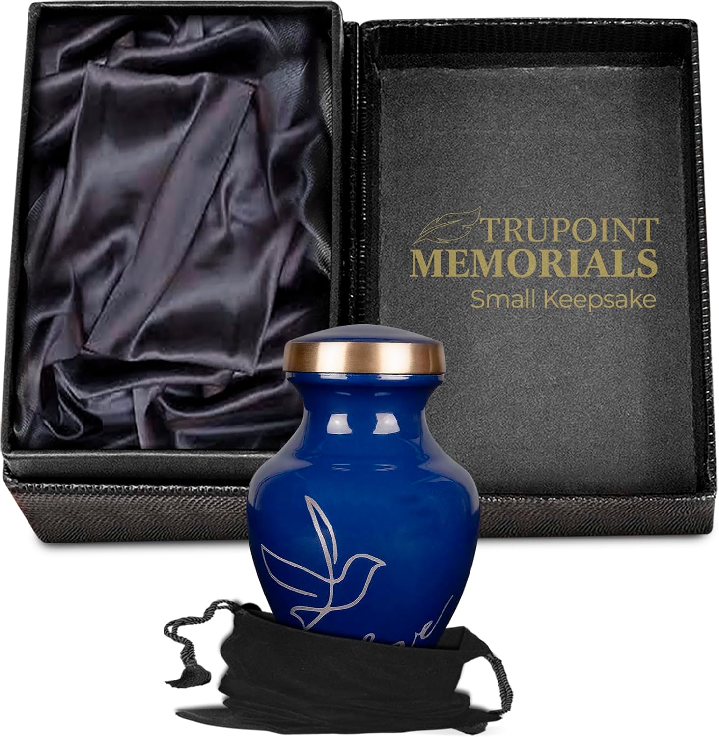 Trupoint Memorials Small Dark Blue Urns for Human Ashes Keepsake