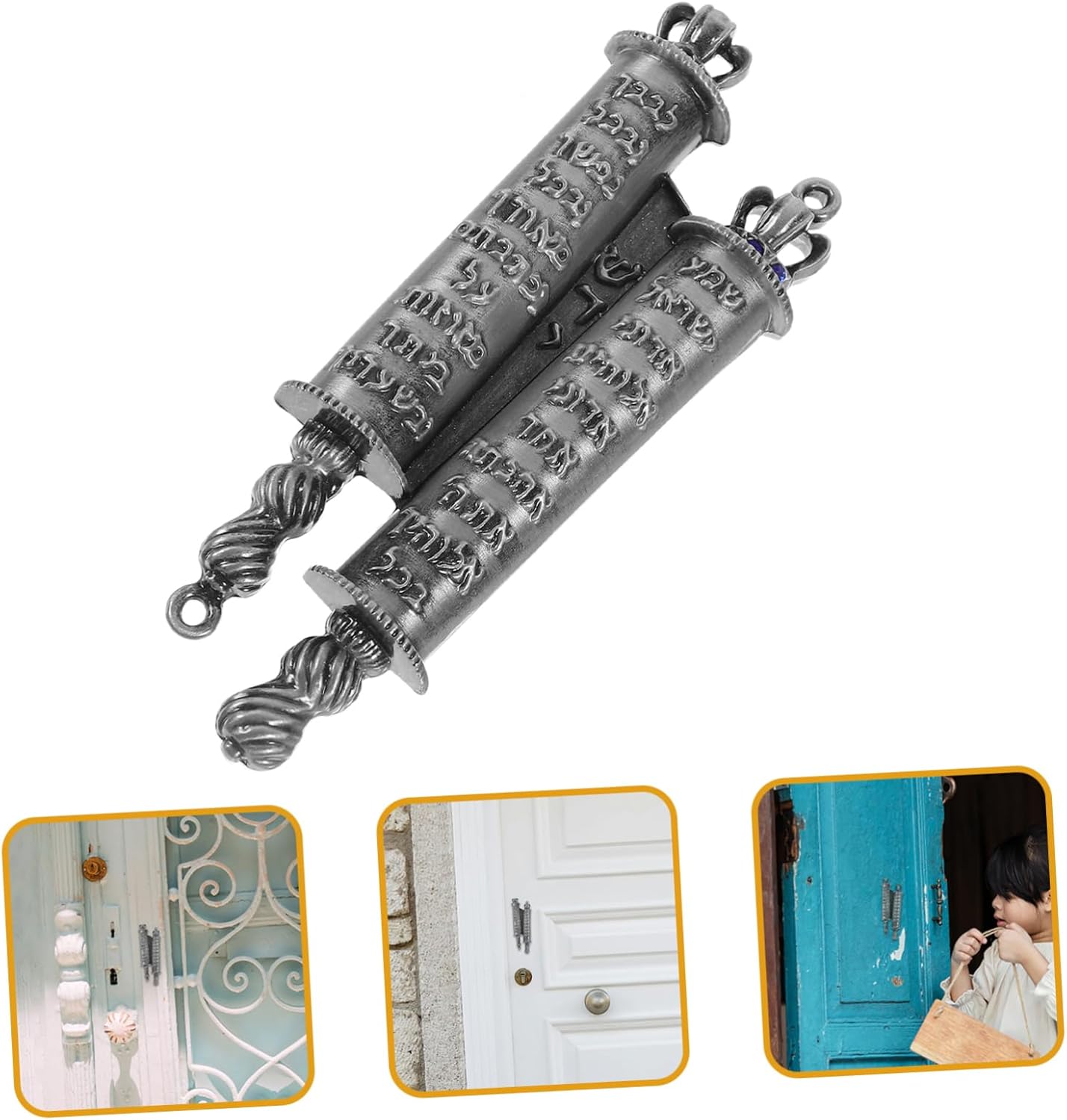 Kailiketiy Metal Mezuzah Scroll Set with Antique Finish
