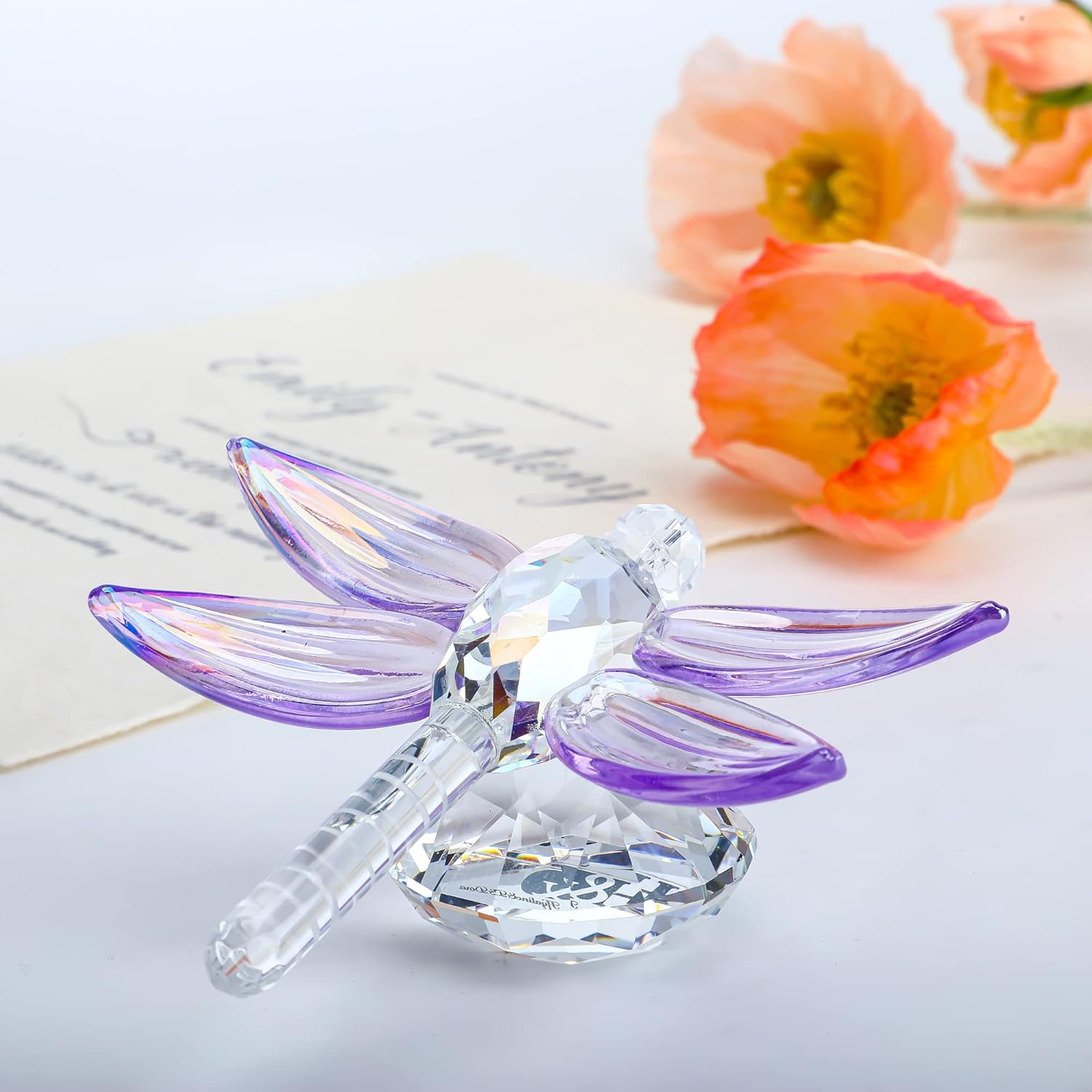 HD HYALINE DORA Crystal Butterfly Figurine with Crystal Ball Base