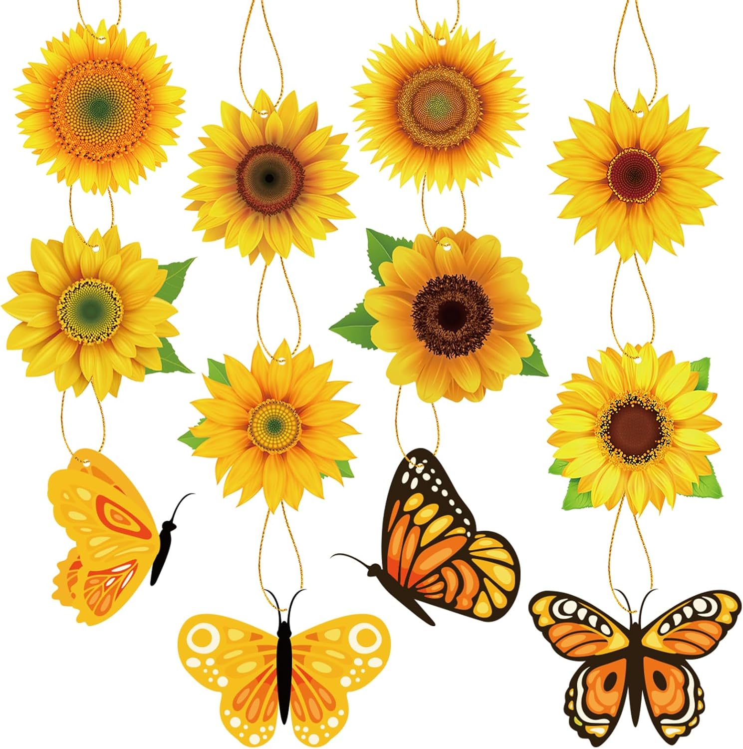 36 Pcs Spring Tree Hanging Decorations Sunflower Butterfly Set