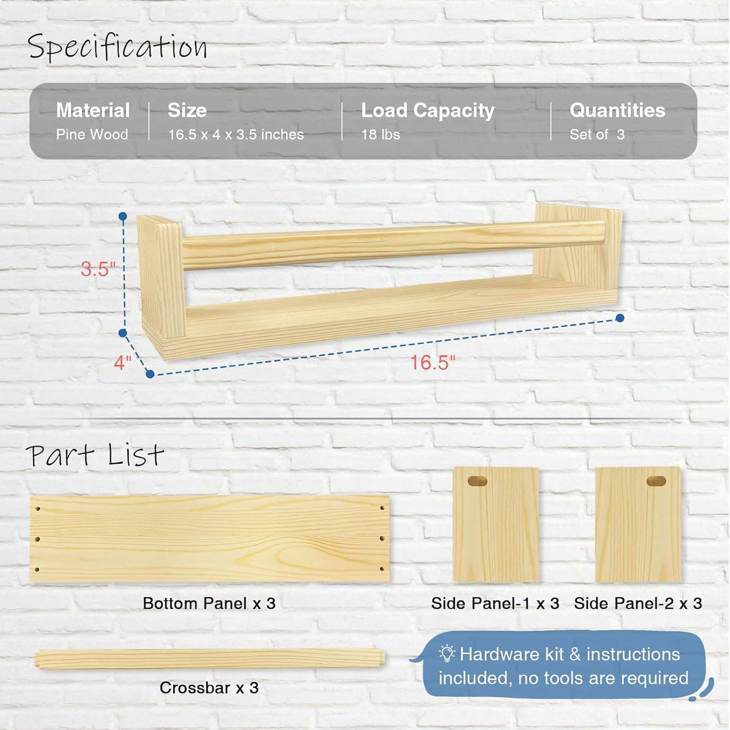 Harwaya Floating Book Shelves for Wall Set of 3