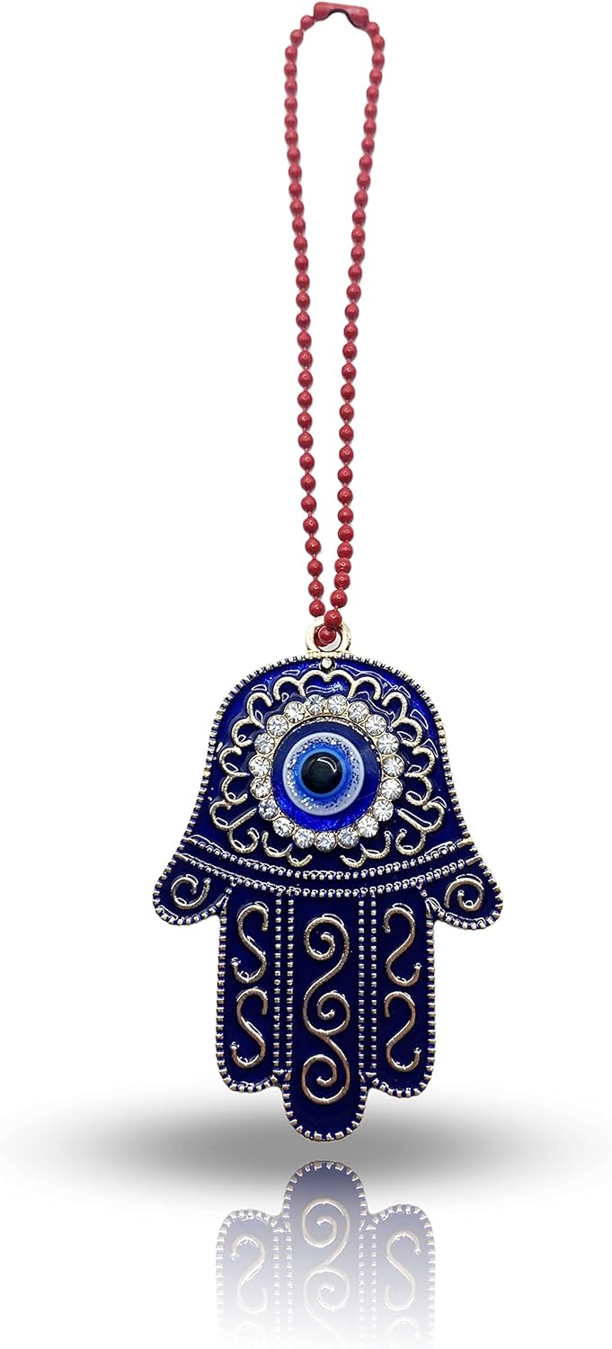 Sonoran Souvenirs Blue Hamsa Charm for Car Rear View Mirror