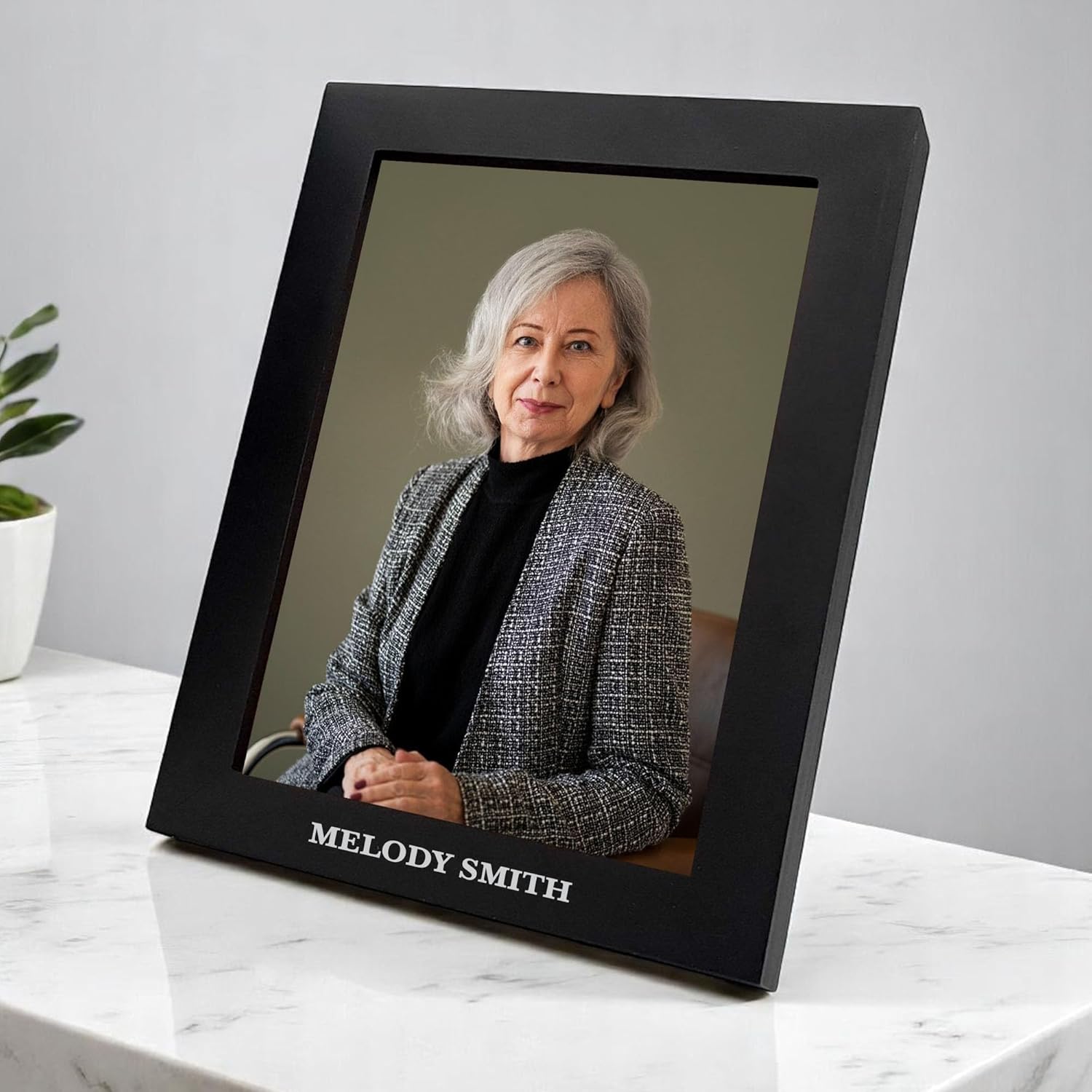 Custom Large Adult Cremation Urn with Gold Rim and Personalized Frame