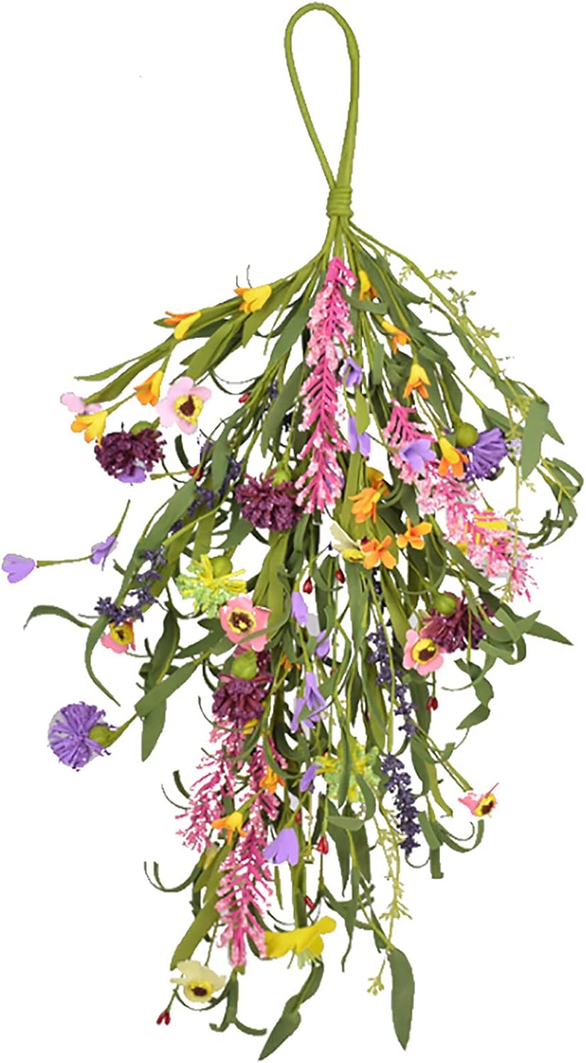 25in Artificial Daisy Teardrop Swag Front Door Decor