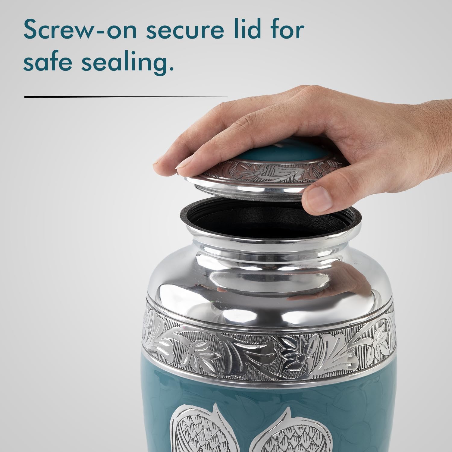 Angel Wings Cremation Urn - Large Teal Blue