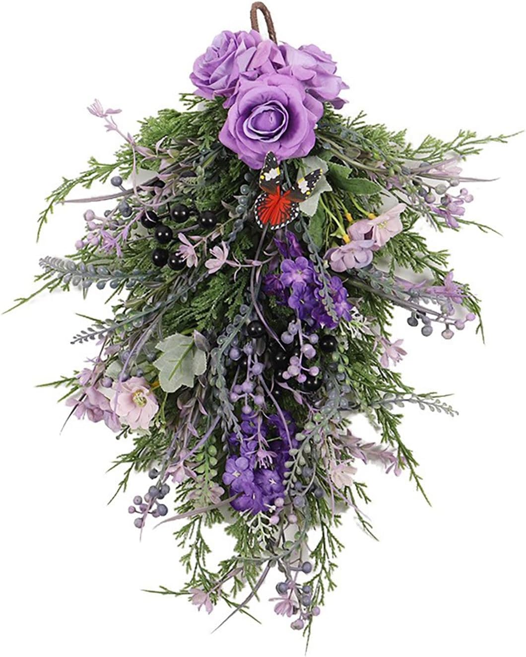 Floral Teardrop Swag Wreath for Front Door