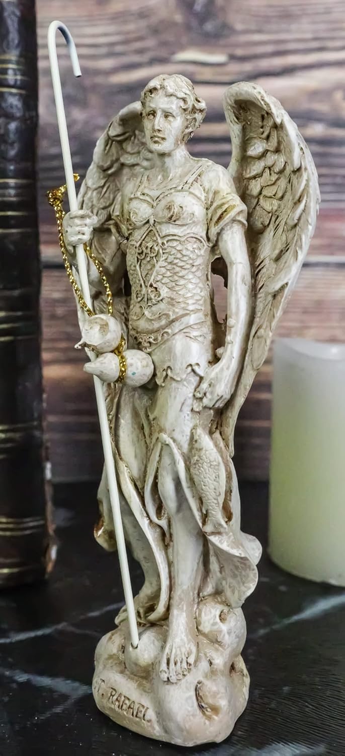 Ebros Ivory Painted Saint Raphael Figurine 5 Inch Tall