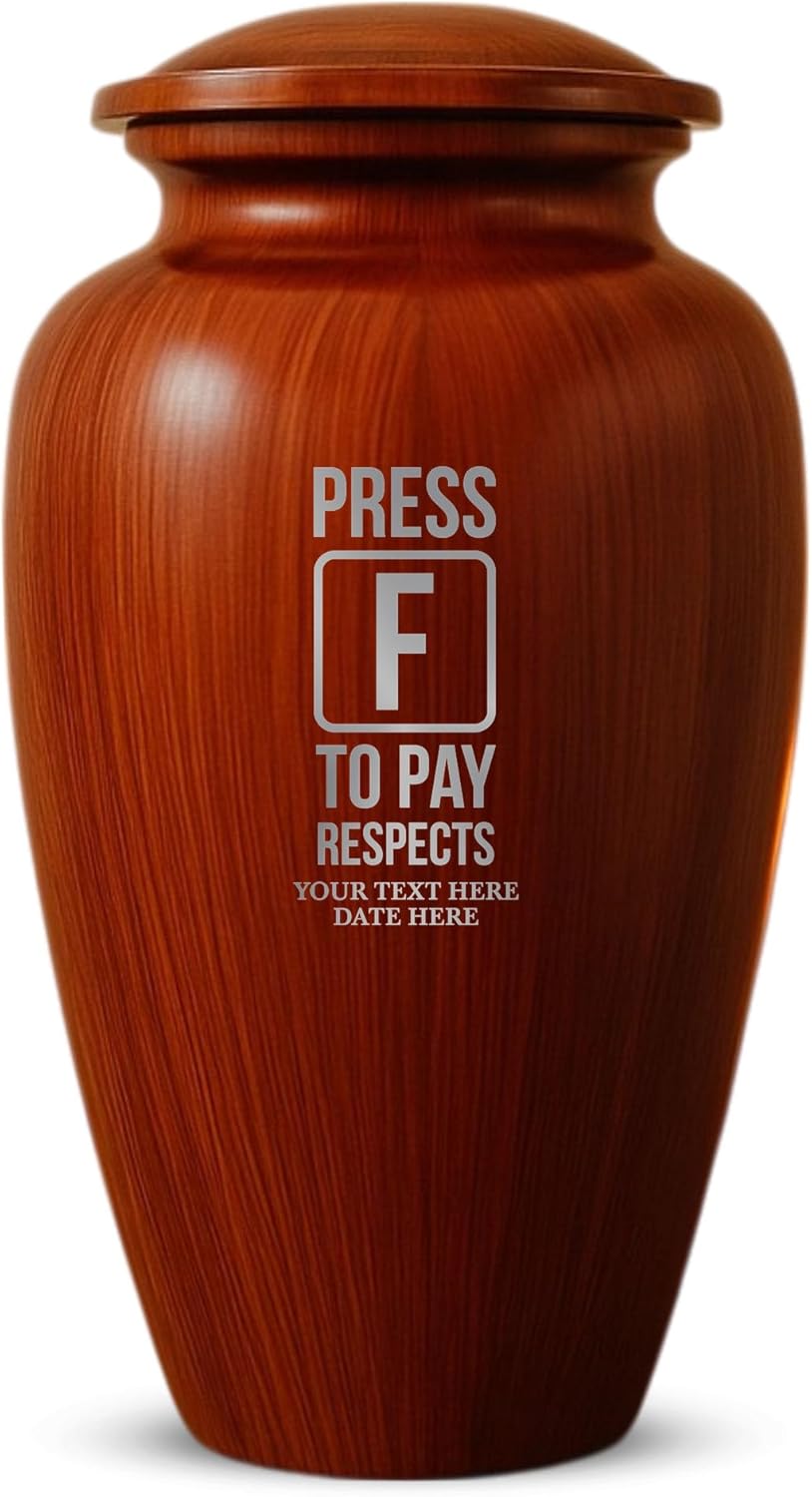 Custom Cremation Urn with Painted Wood Finish and Funny Engraving