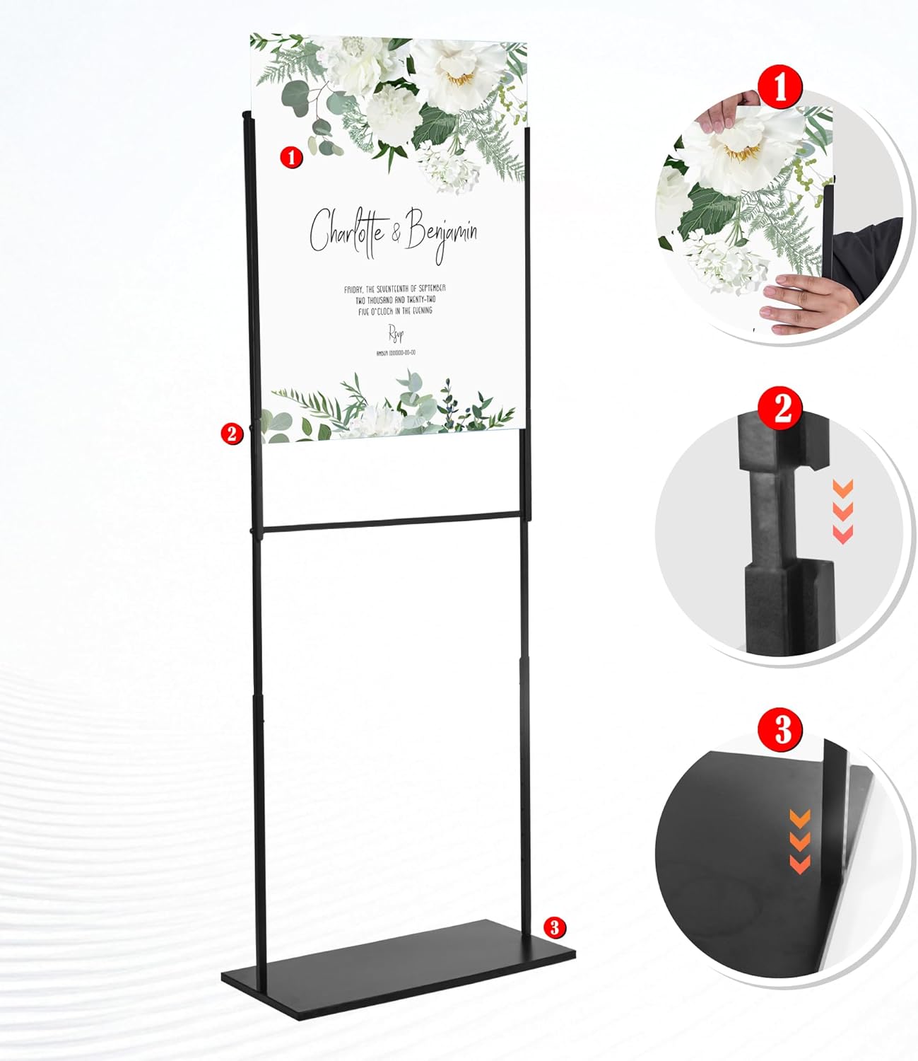 Adjustable Metal Wedding Sign Stand 236W x 63H