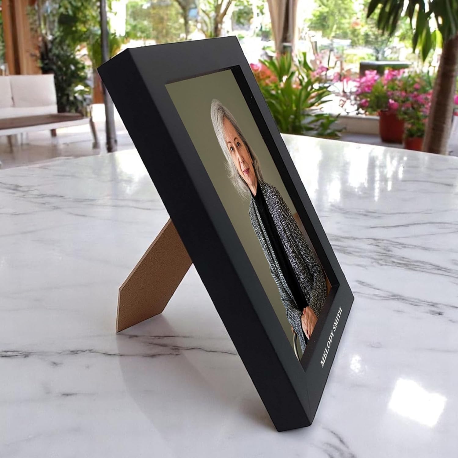 Custom Large Adult Cremation Urn with Gold Rim and Personalized Frame