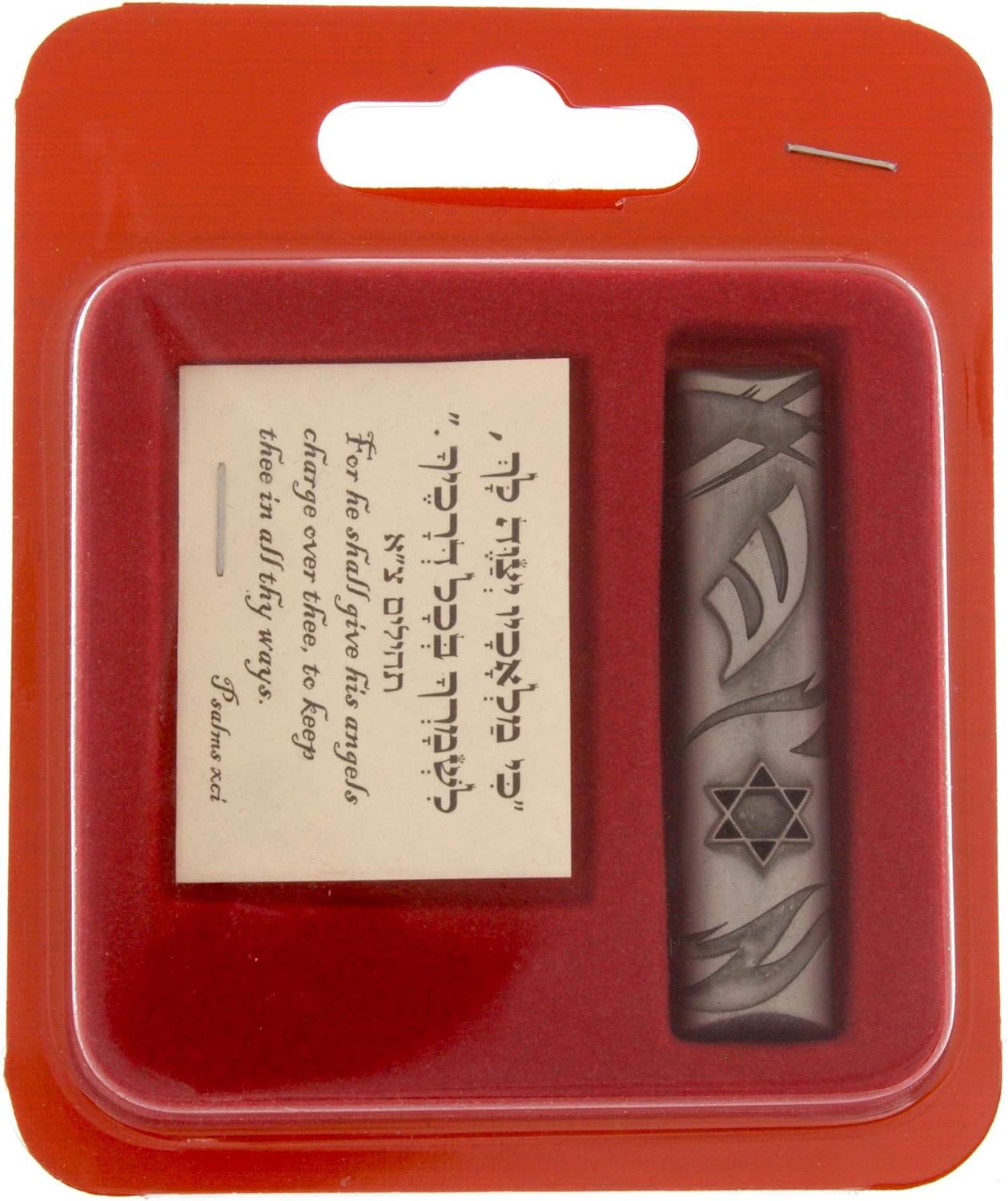 Green Hills Mezuzah Case with Star of David and Psalm 91