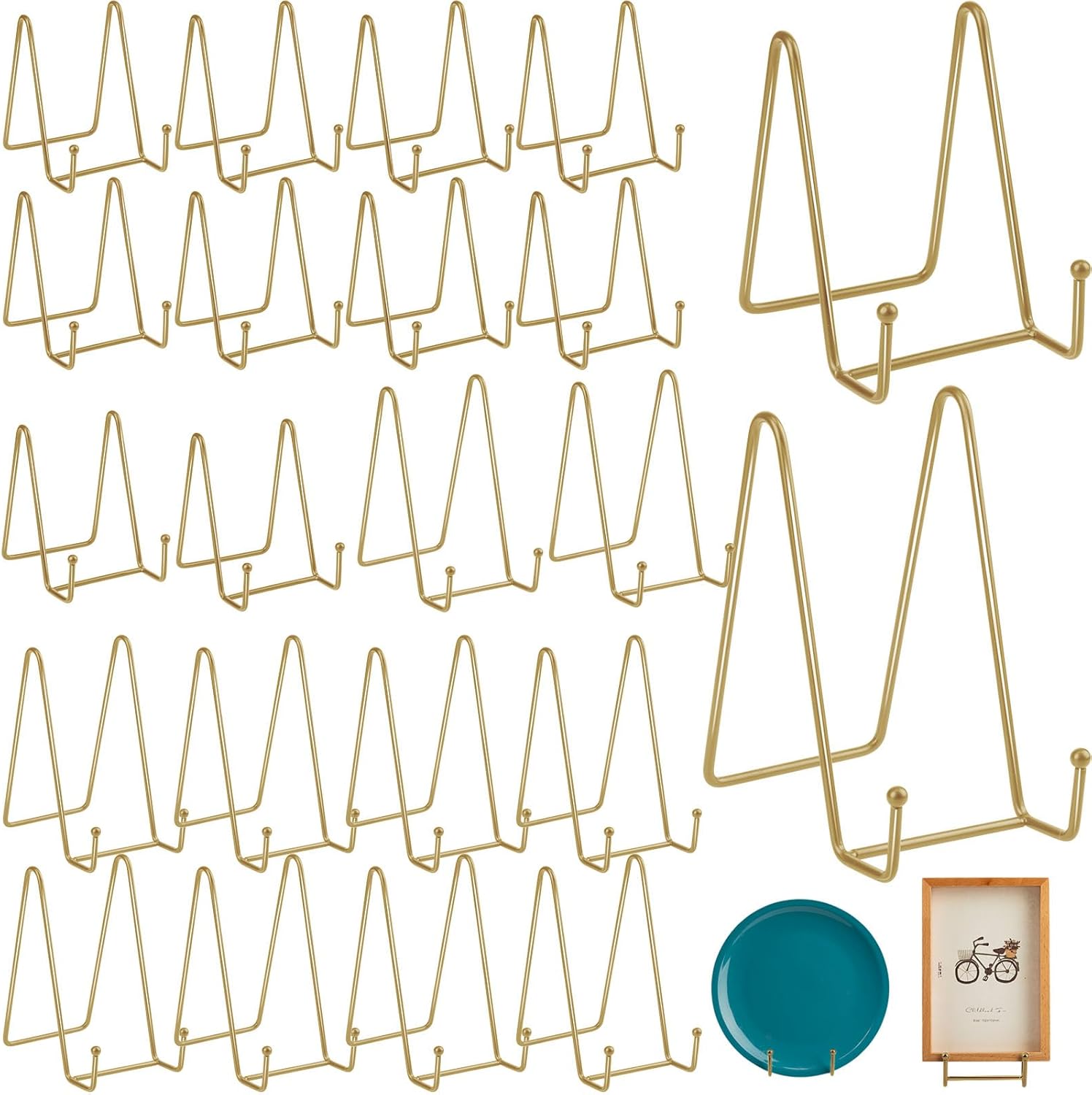 Hoteam 20 Pack Plate Stands for Display - Gold Finish