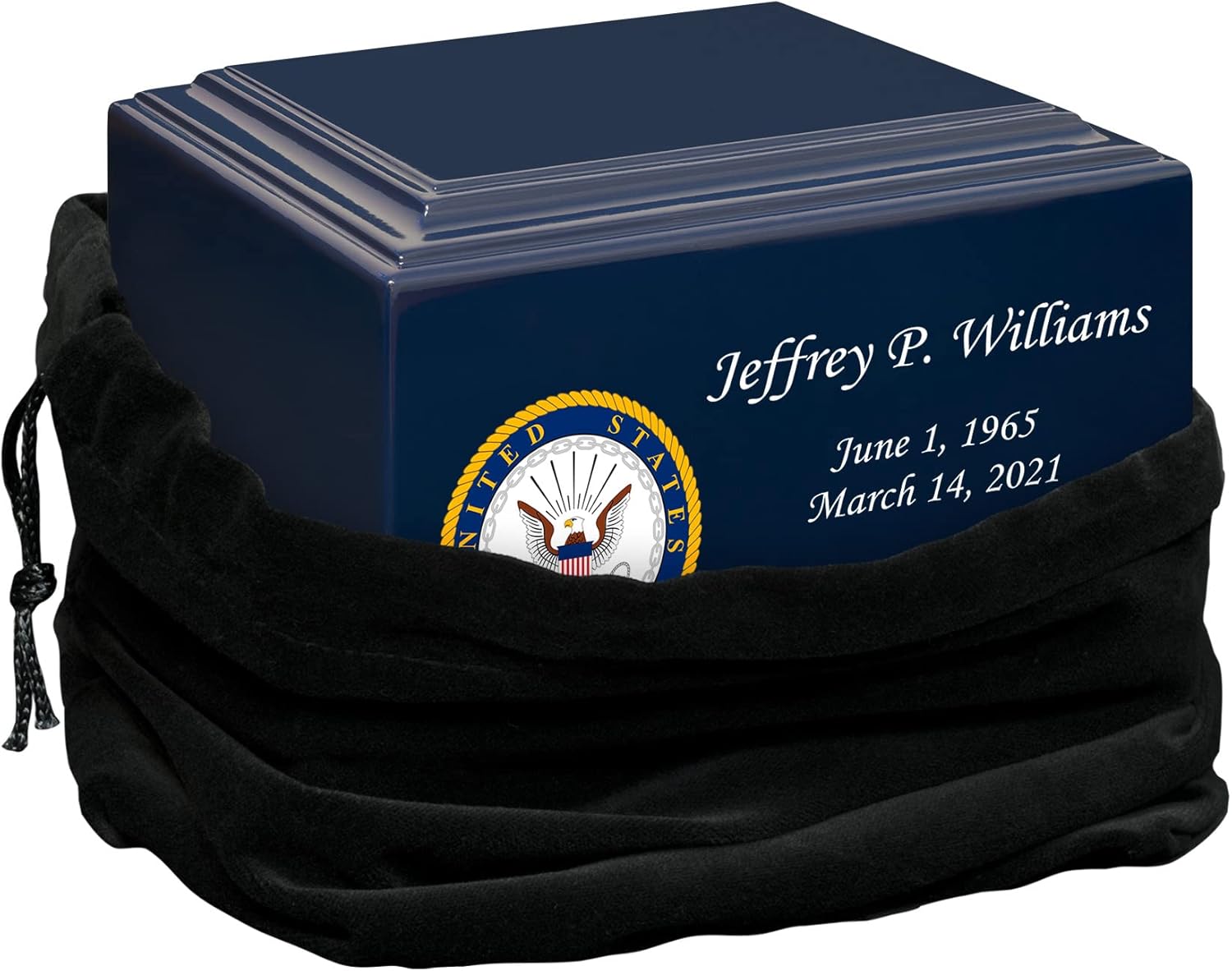 Stonewood Large Navy Emblem Cremation Urn 280 Cubic Inch