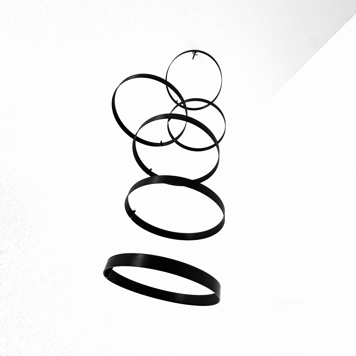 Modern Hanging Mobile with 6 Black Rings 55 - Home Decor