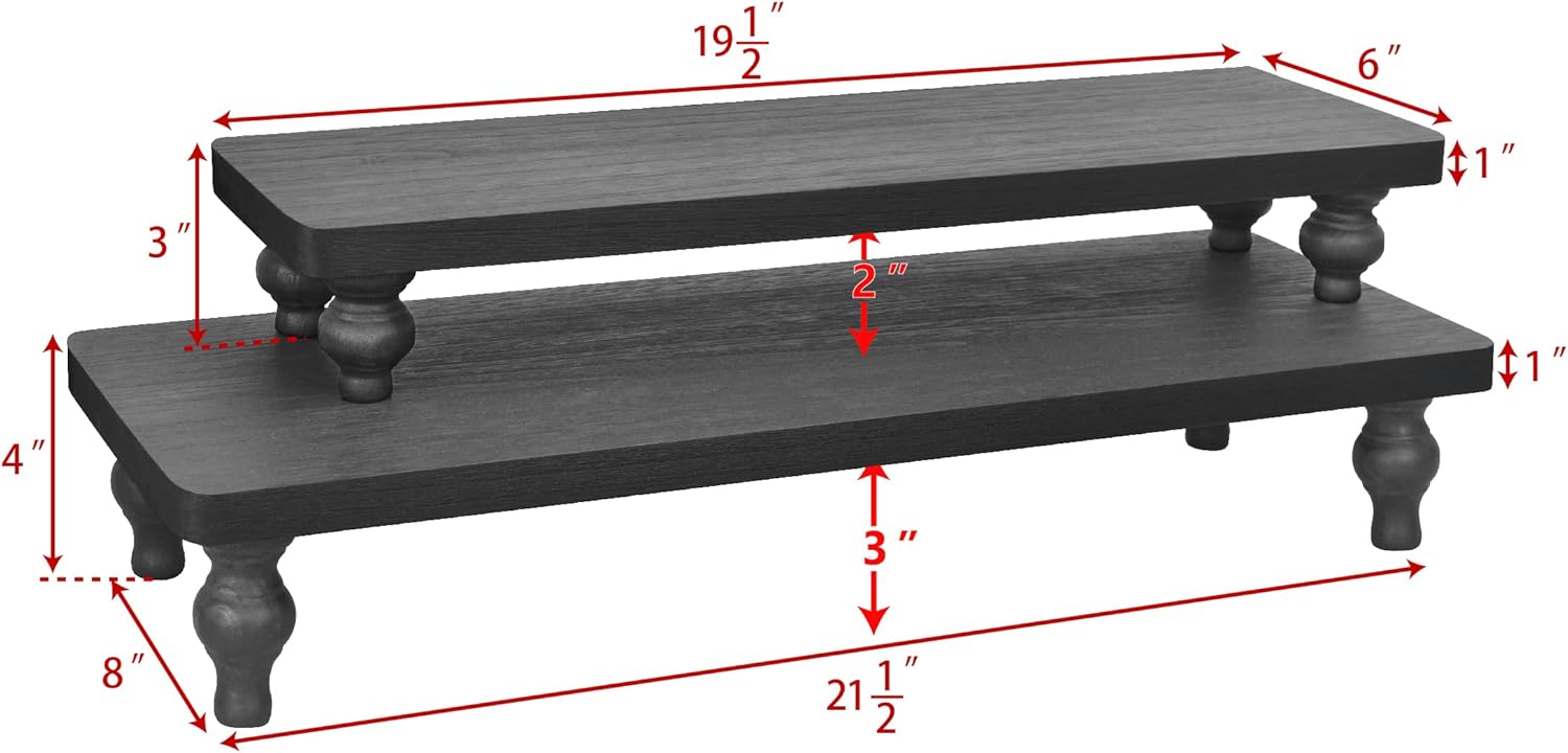 Ikee Design 2 Pcs Black Wooden Display Riser Set