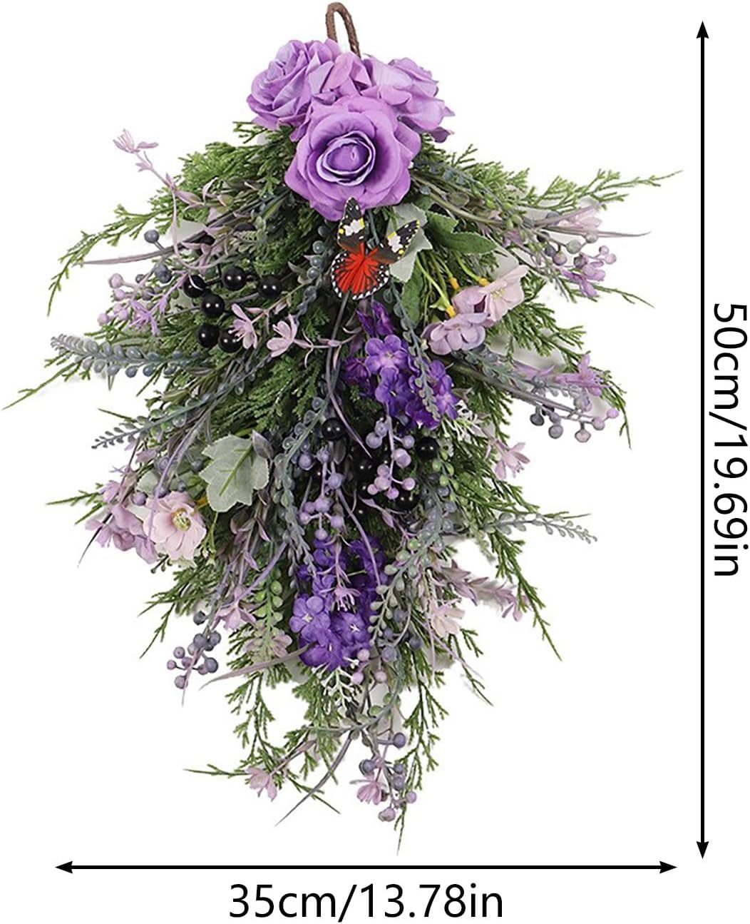 Floral Teardrop Swag Wreath for Front Door