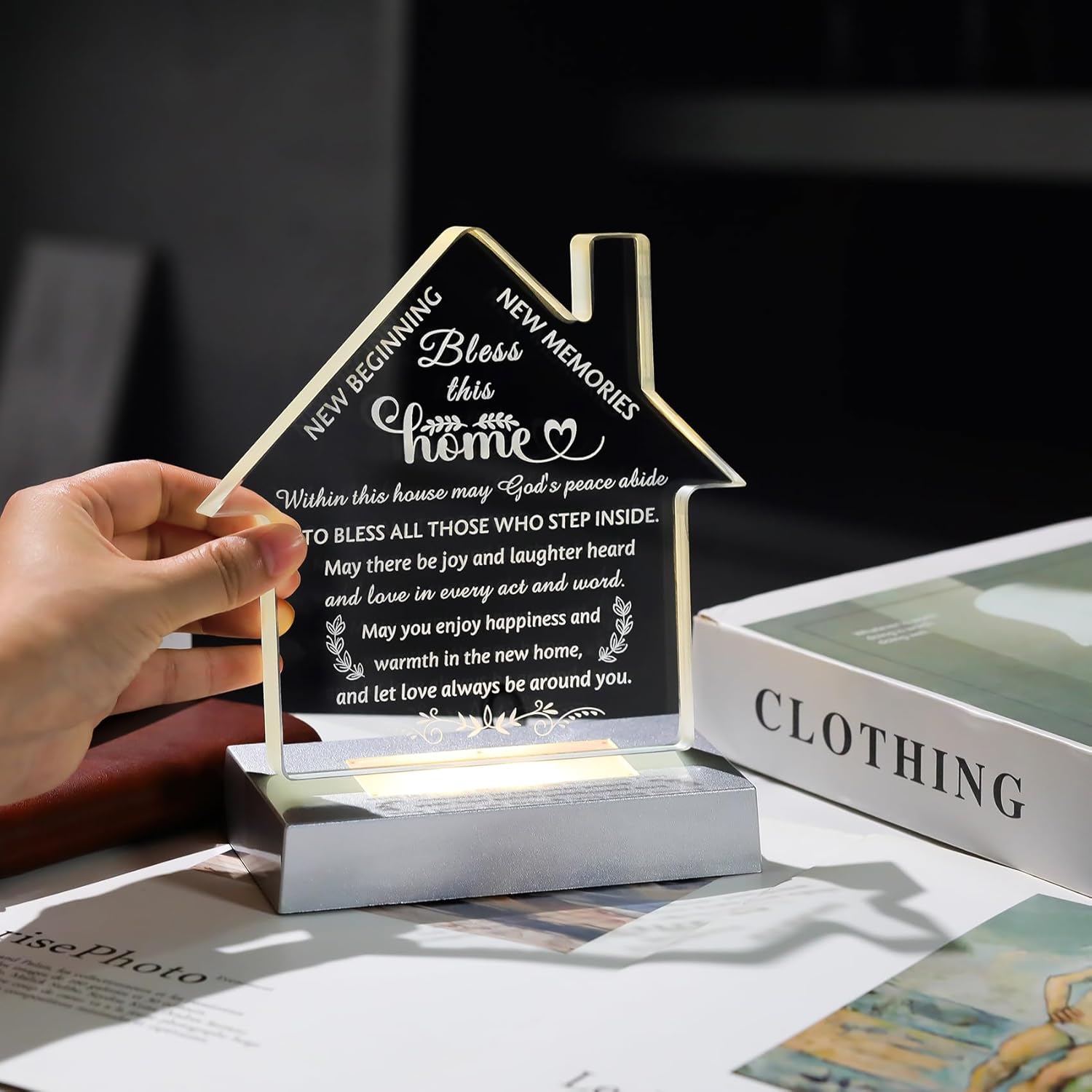 Movdyka Housewarming Crystal Keepsake with LED Light
