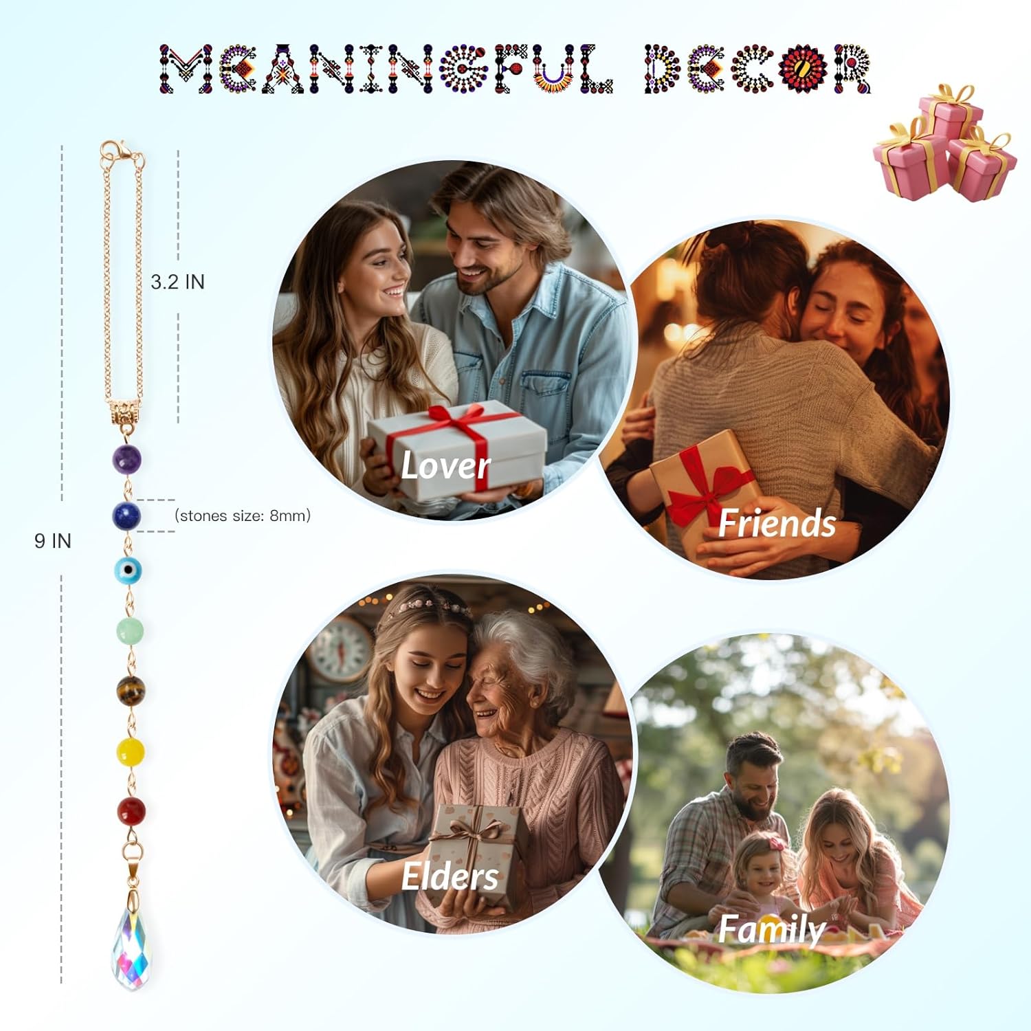 Crystal Suncatcher Hanging Ornament for Car Rear View Mirror
