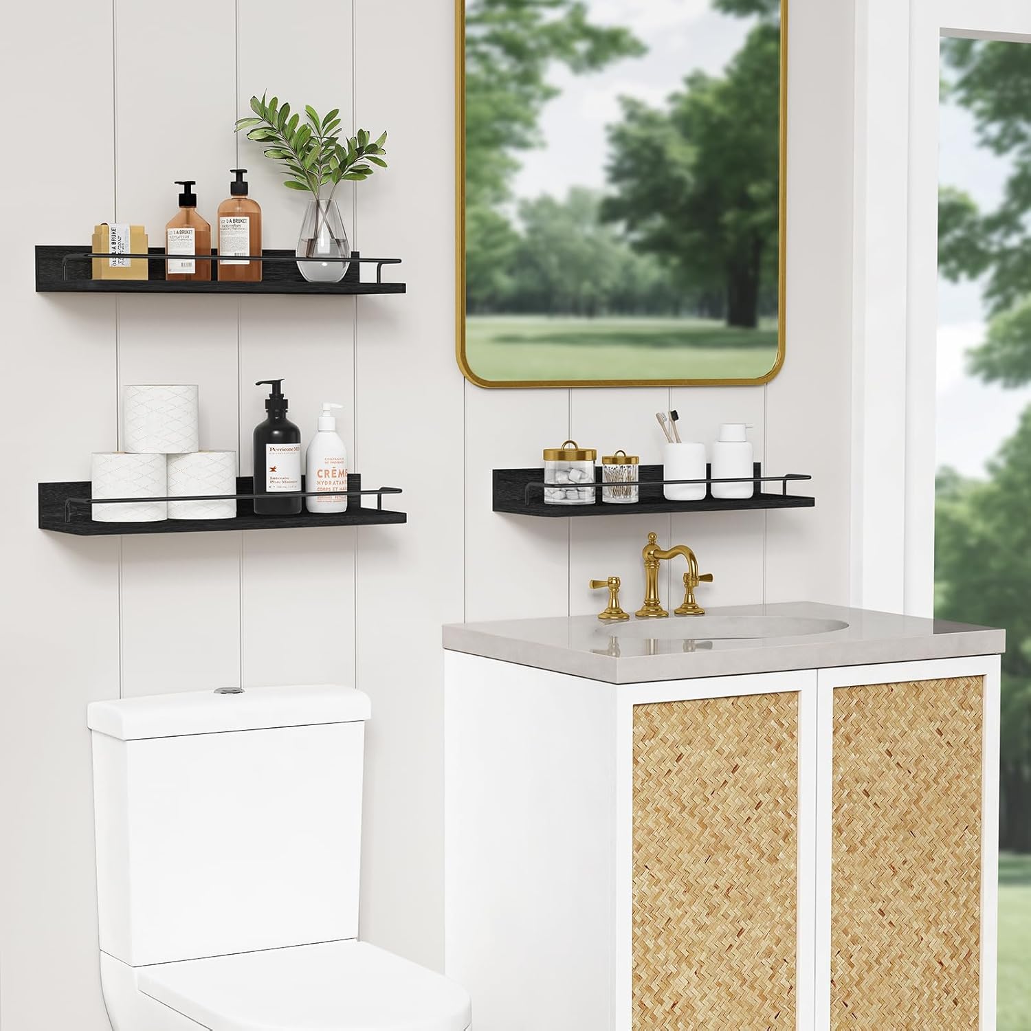 Forbena Black Floating Shelves Set of 3 for Wall