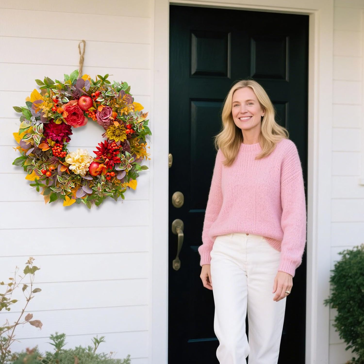 Soomeir 24 Inch Fall Front Door Wreath