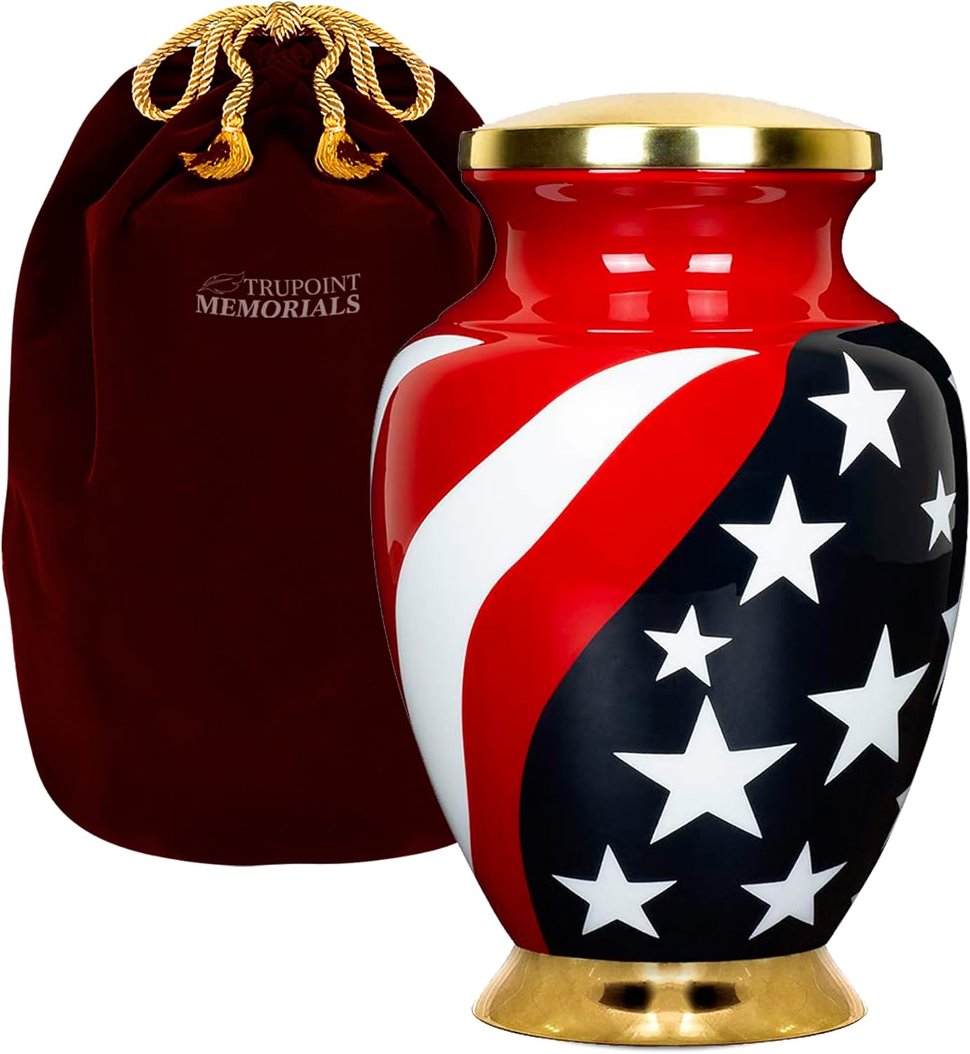 Trupoint Memorials Large Red Cremation Urn for Veteran Ashes