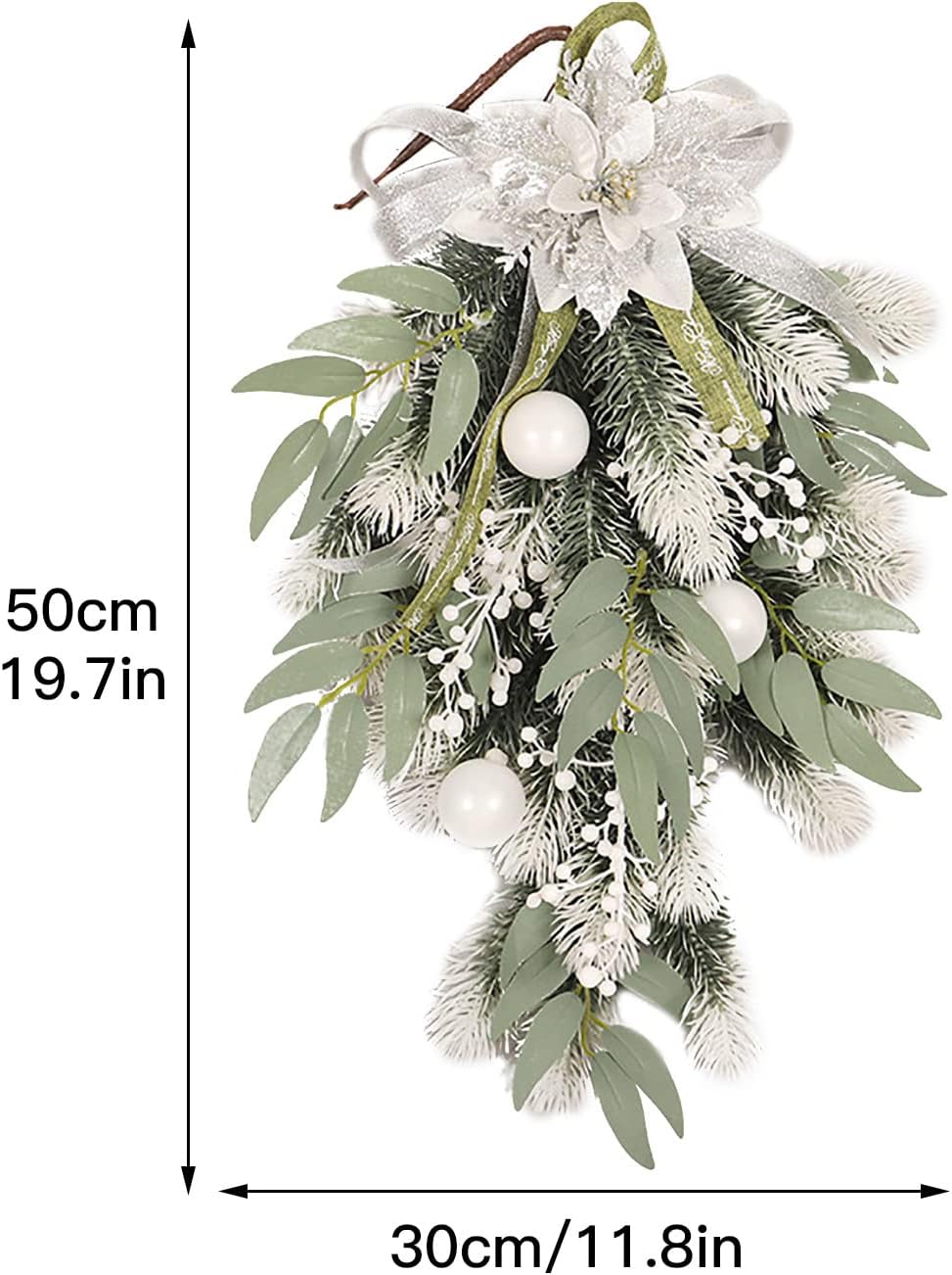 White Wreath Teardrop Wall Decor for Christmas and Wedding