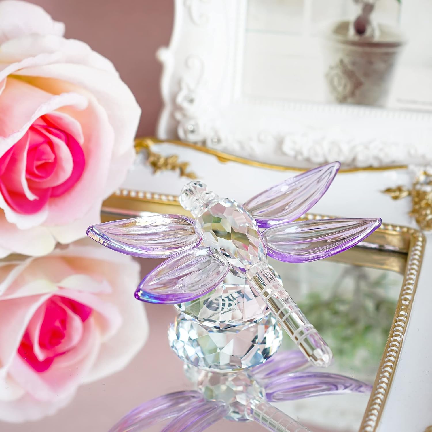 HD HYALINE DORA Crystal Butterfly Figurine with Crystal Ball Base