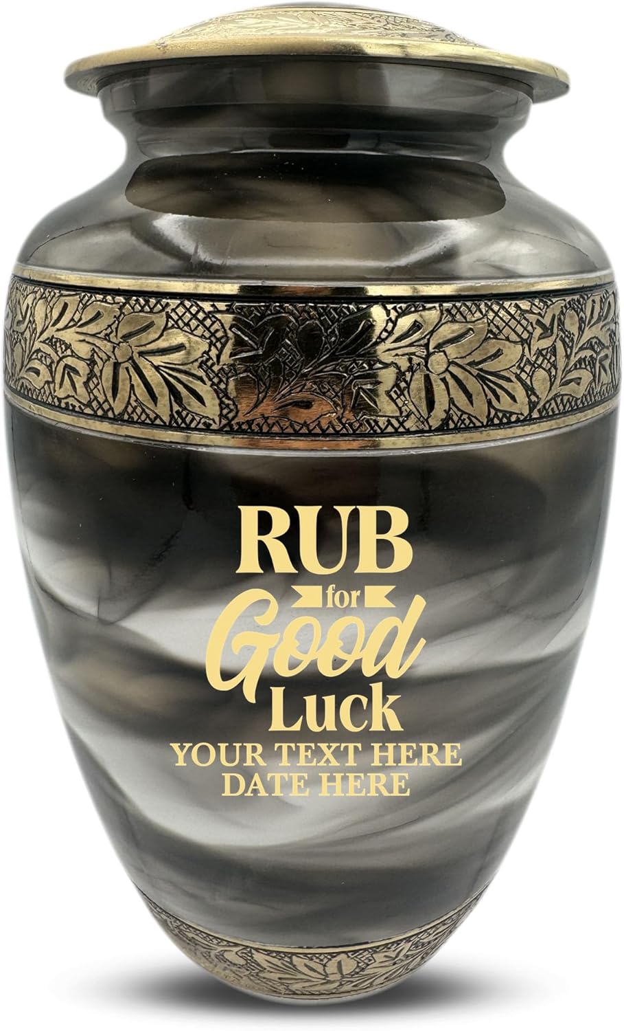 Custom Cremation Urn with Funny Quote and Gold Engraving Suzesta Series