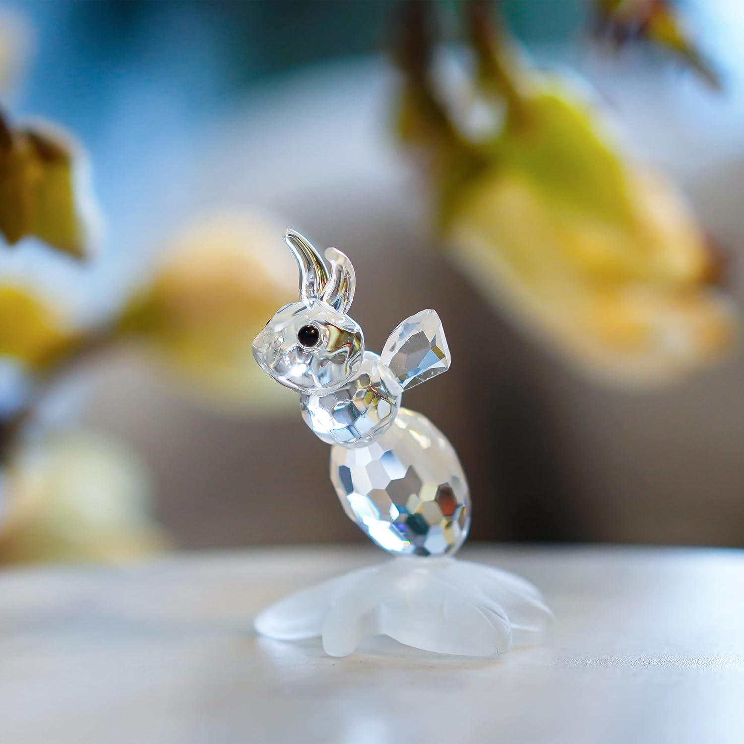 HD Pink Crystal Butterfly and Bee Figurine with Crystal Ball Base