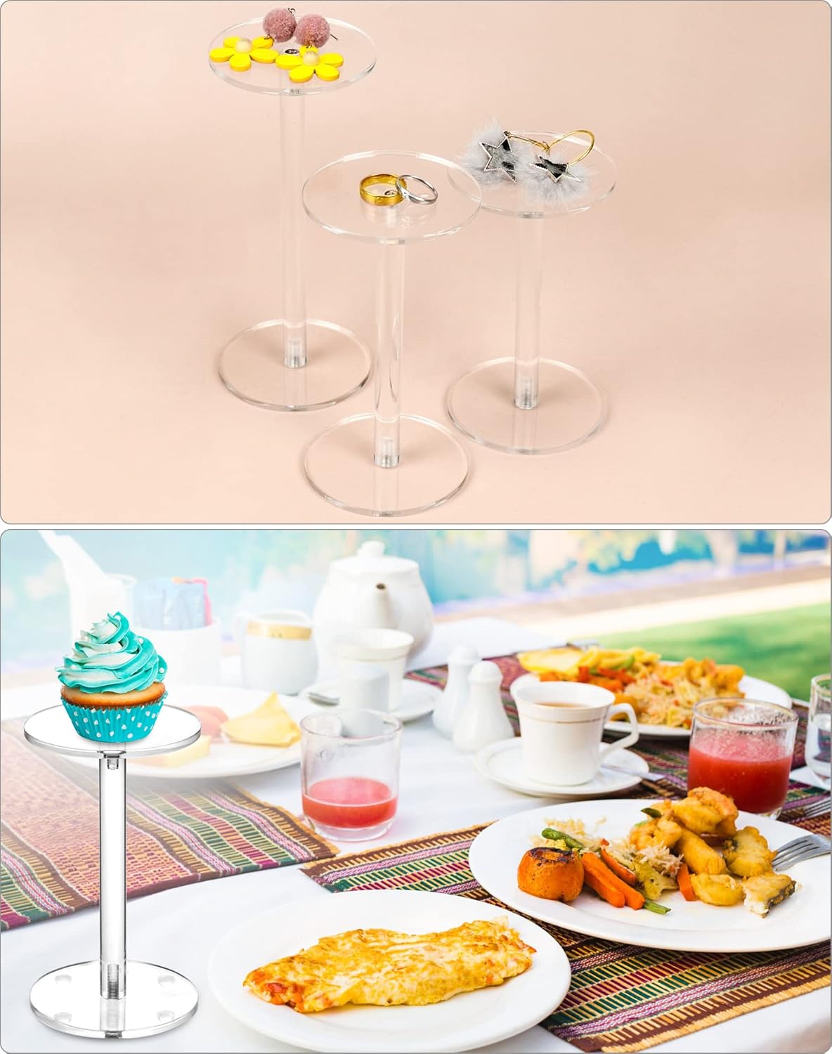 QWORK Clear Acrylic Display Riser Stands 4 Sets 12 Pcs