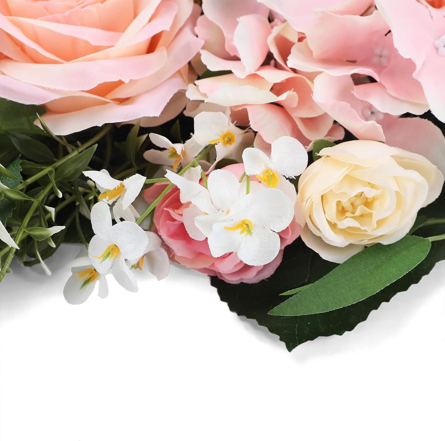 256in Pink Peony Rose Arch Floral Swag with Green Leaves