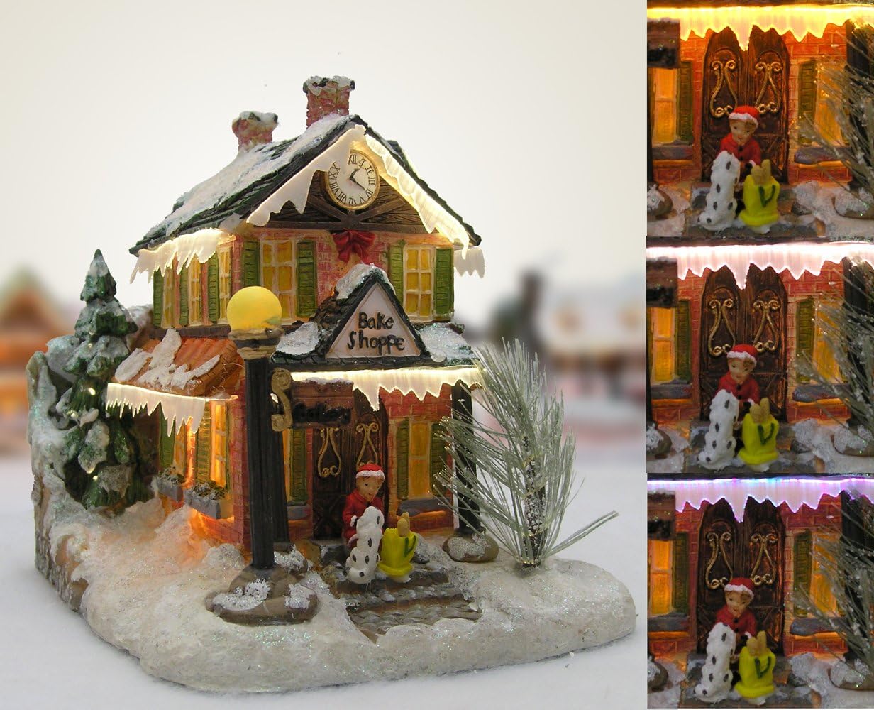 BANBERRY DESIGNS Lighted Bakery Village - Color Changing LED
