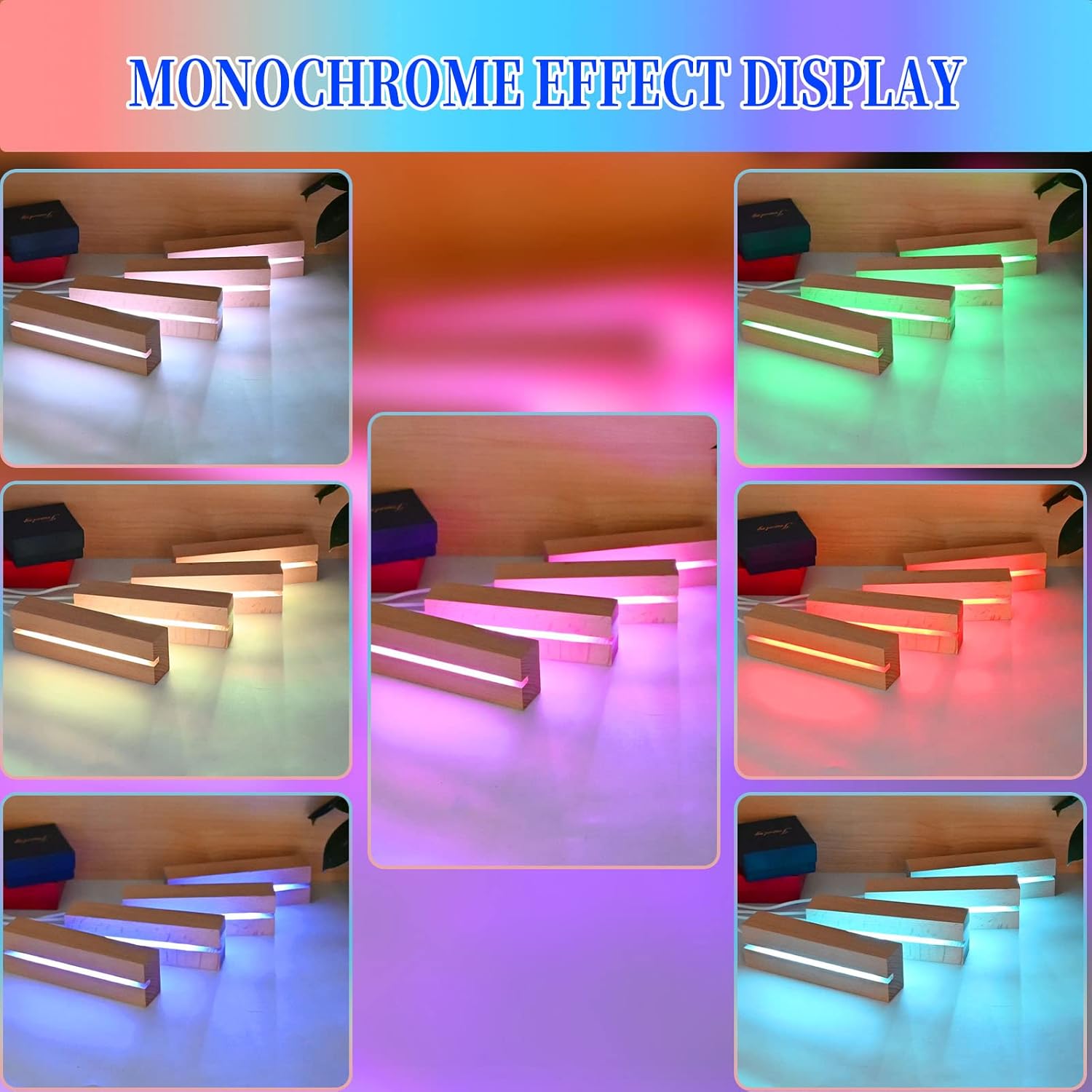 4 Pcs 59 Wood Rectangle LED Display Pedestal
