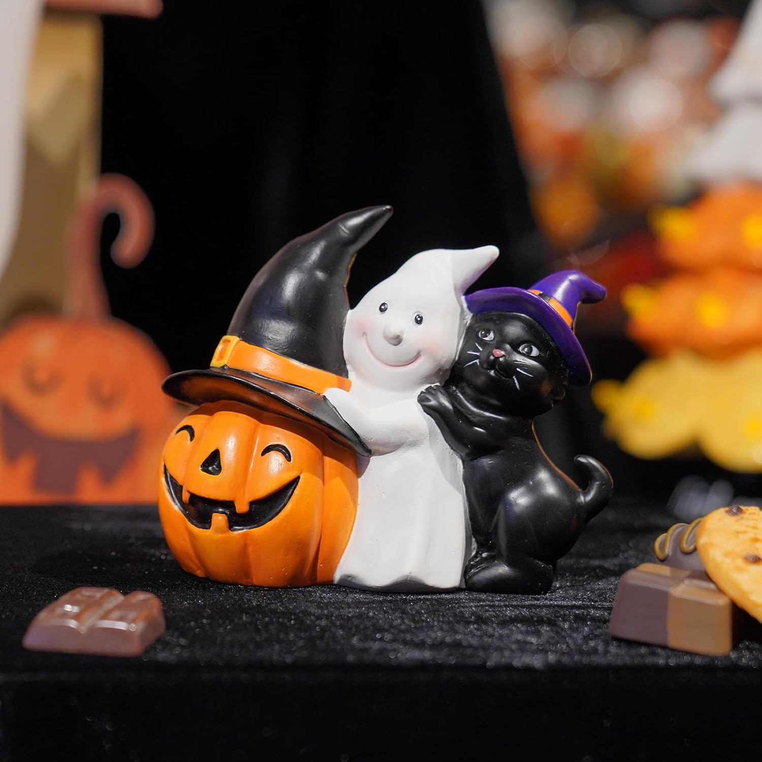Newman House Studio Halloween Ghost and Cat Figurine Set