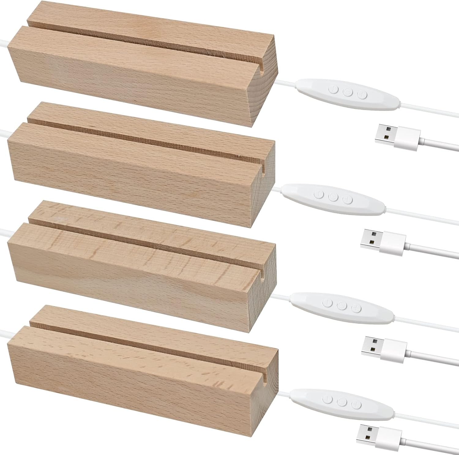 4 Pcs 59 Wood Rectangle LED Display Pedestal